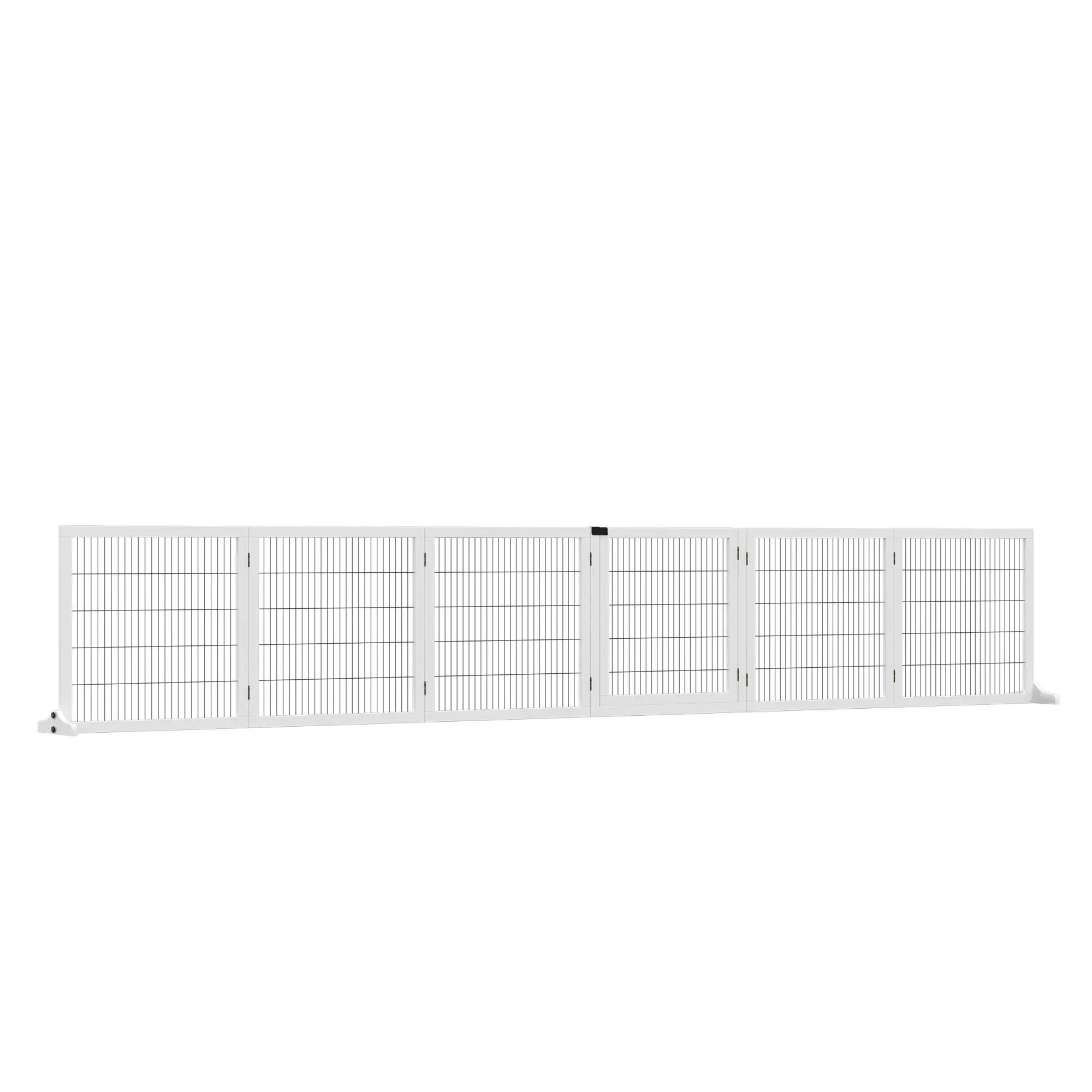 Wooden Freestanding Pet Gate, 2 Support Feet, White