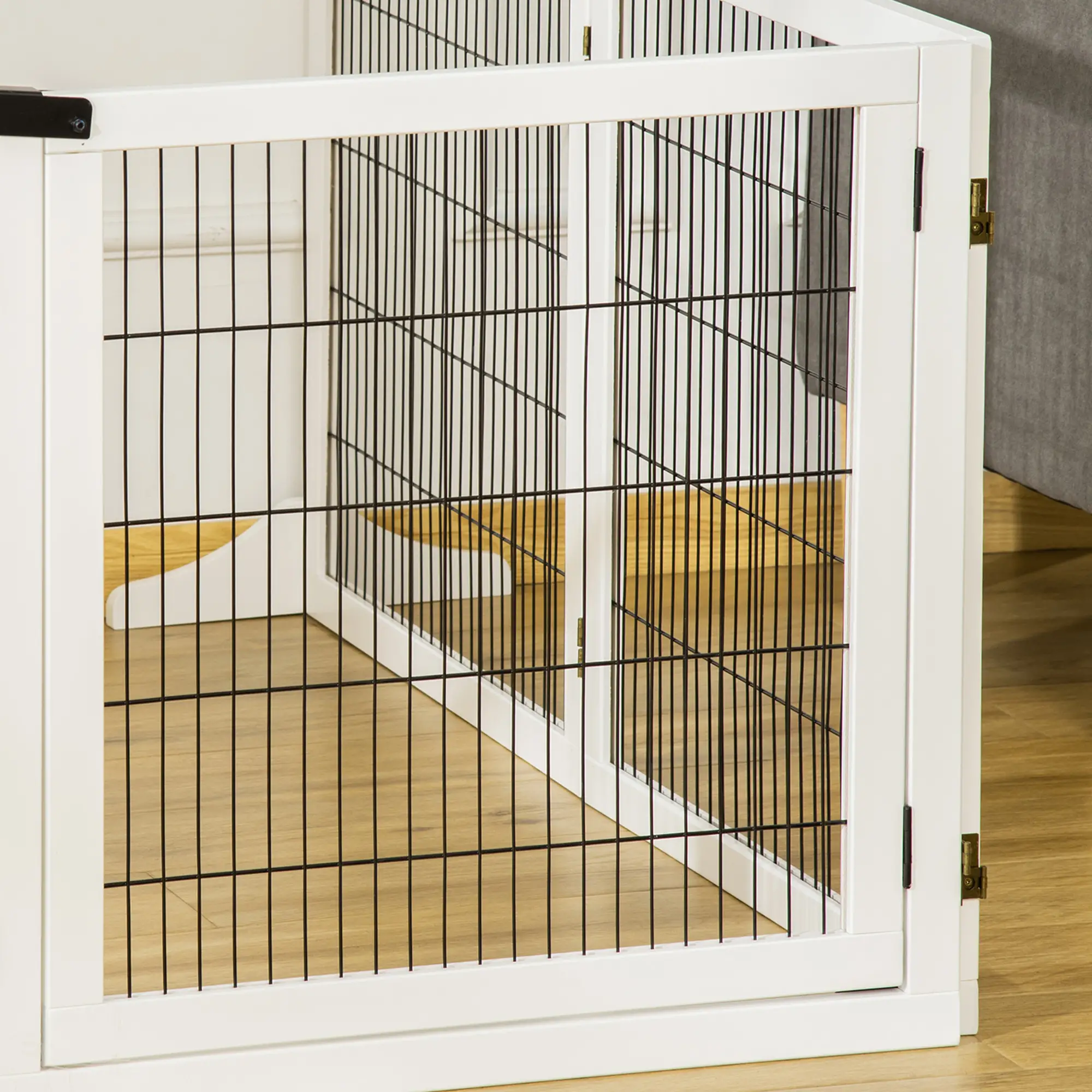 Wooden Freestanding Pet Gate, 2 Support Feet, White - Image 10