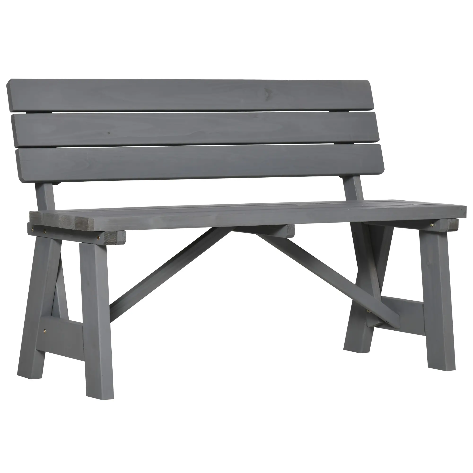 Wooden Garden Bench, Outdoor 2-Person Patio Loveseat, Grey