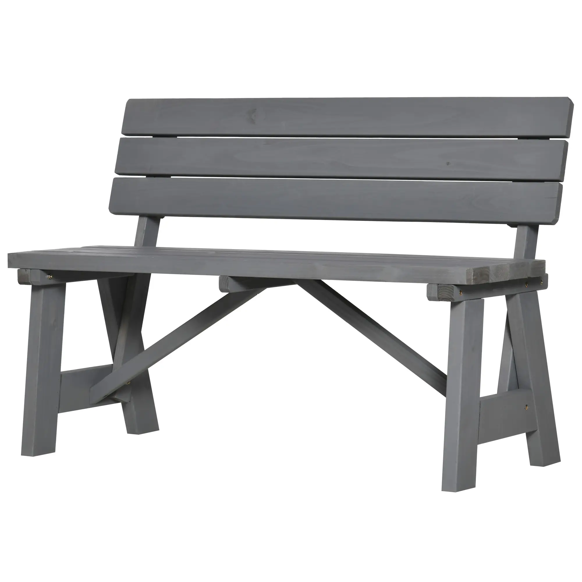 Wooden Garden Bench, Outdoor 2-Person Patio Loveseat, Grey - Image 11