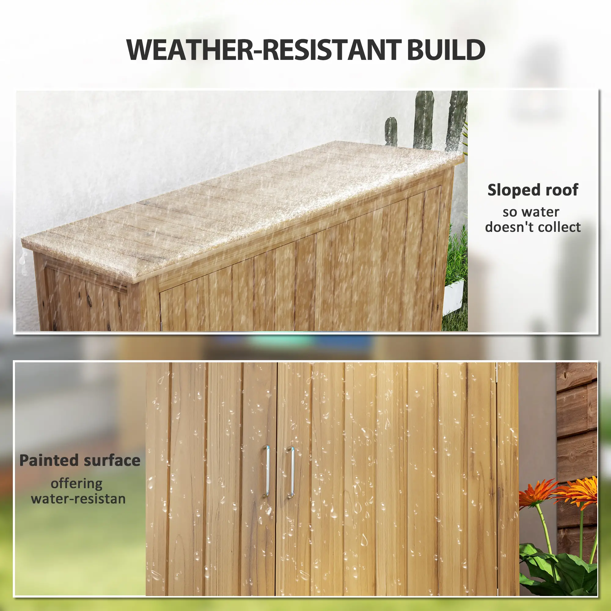 Wooden Garden Shed, Compact Outdoor Storage, 2 Shelves, 2 Doors, 43" x 20" x 34" - Image 6