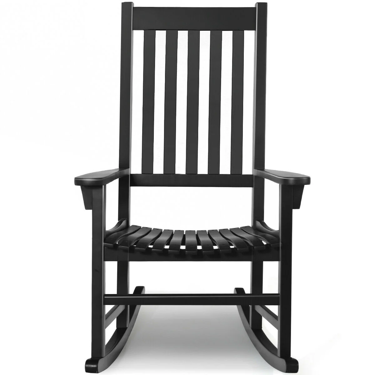 Wooden High Back Rocking Chair, Indoor Outdoor, Black - Image 5