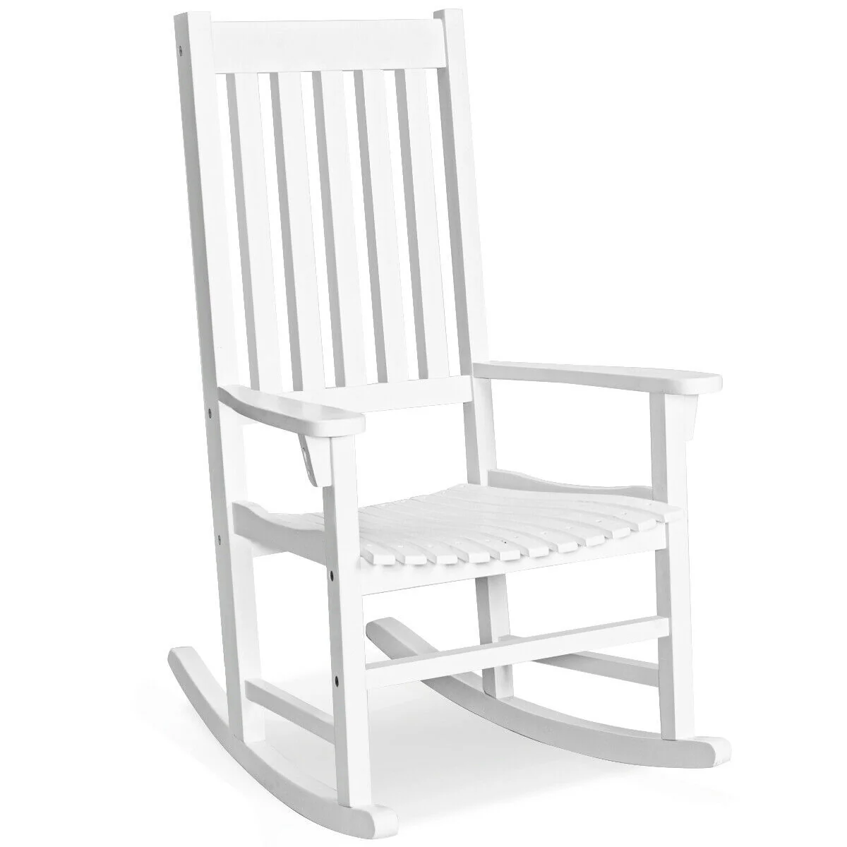 Wooden High Back Rocking Chair, White - Image 4