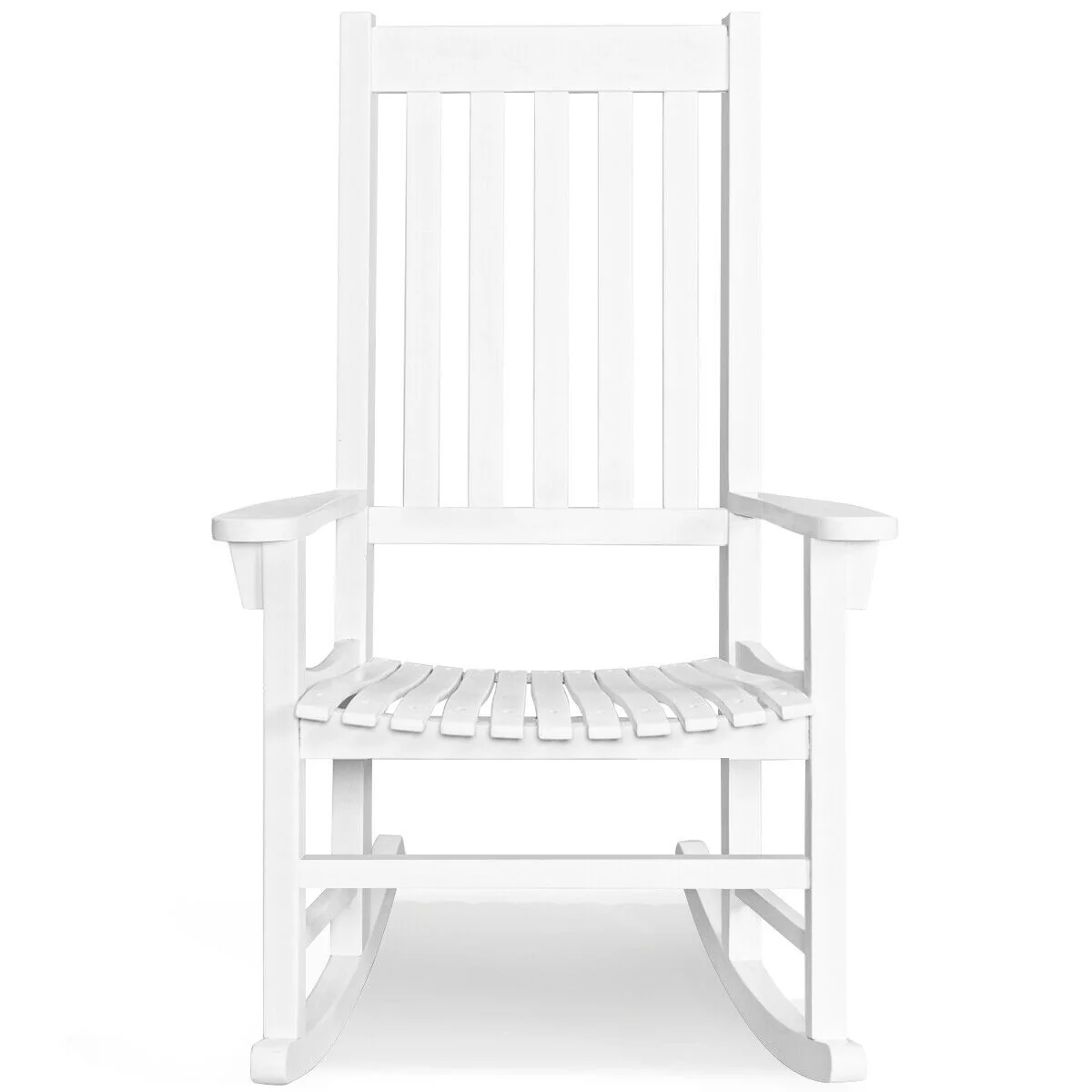 Wooden High Back Rocking Chair, White - Image 5
