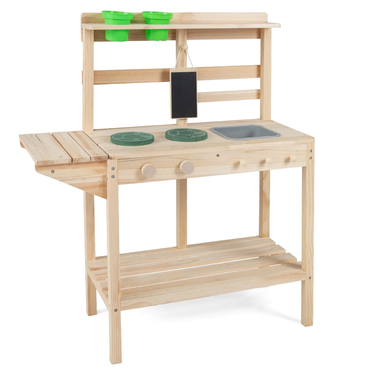 Wooden Kids Play Kitchen Set with Stoves, 3+, Natural - Image 5