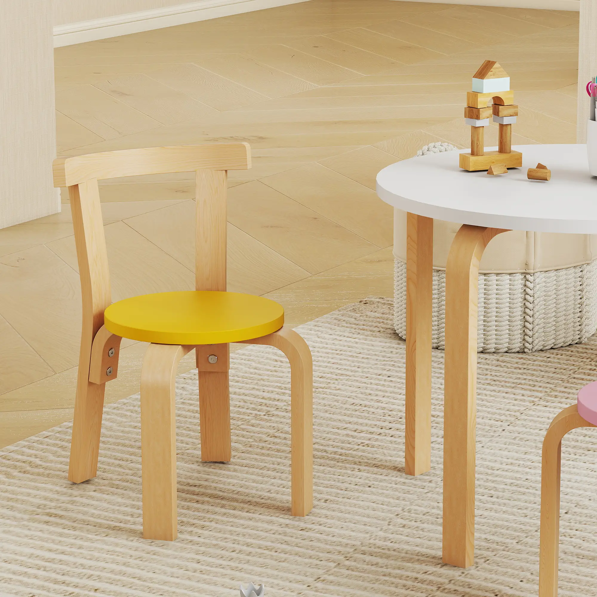 Wooden Kids Table and Chairs Set, for 3-8 Years, Multi-Coloured - Image 10