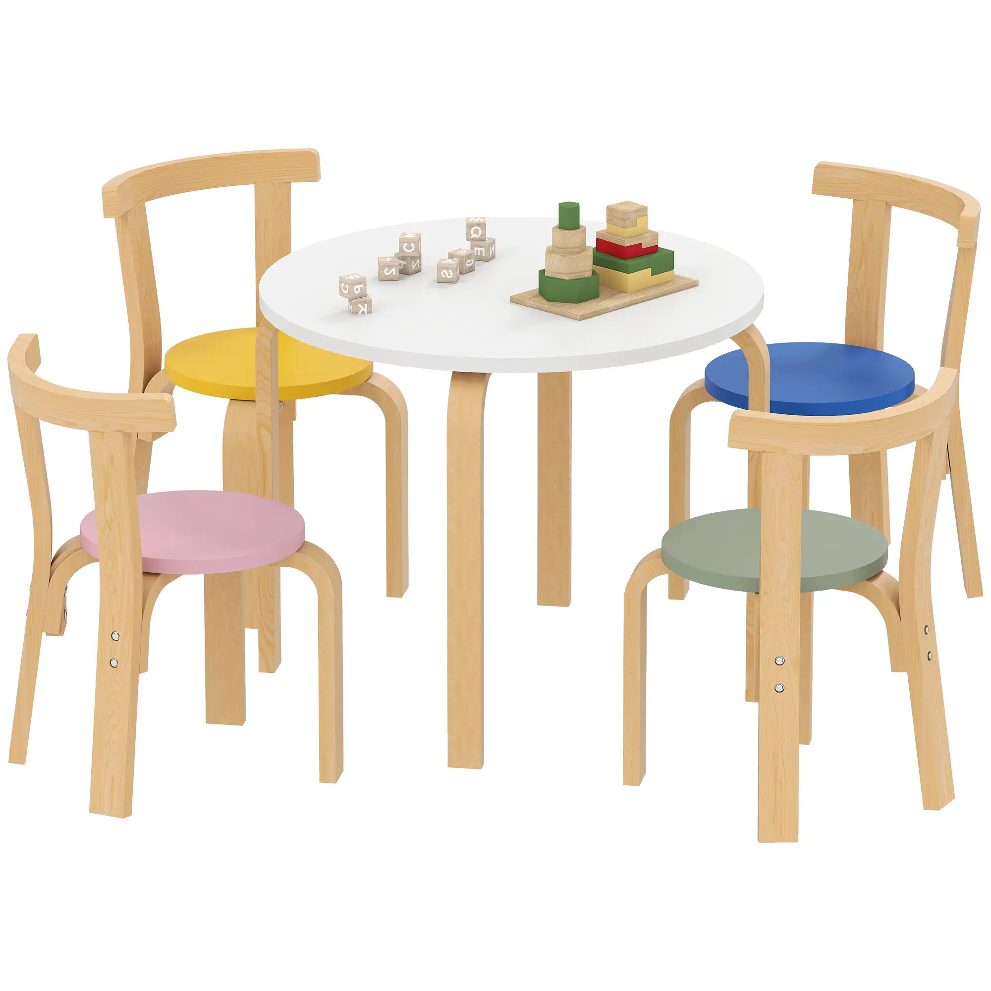 Wooden Kids Table and Chairs Set, for 3-8 Years, Multi-Coloured - Image 11