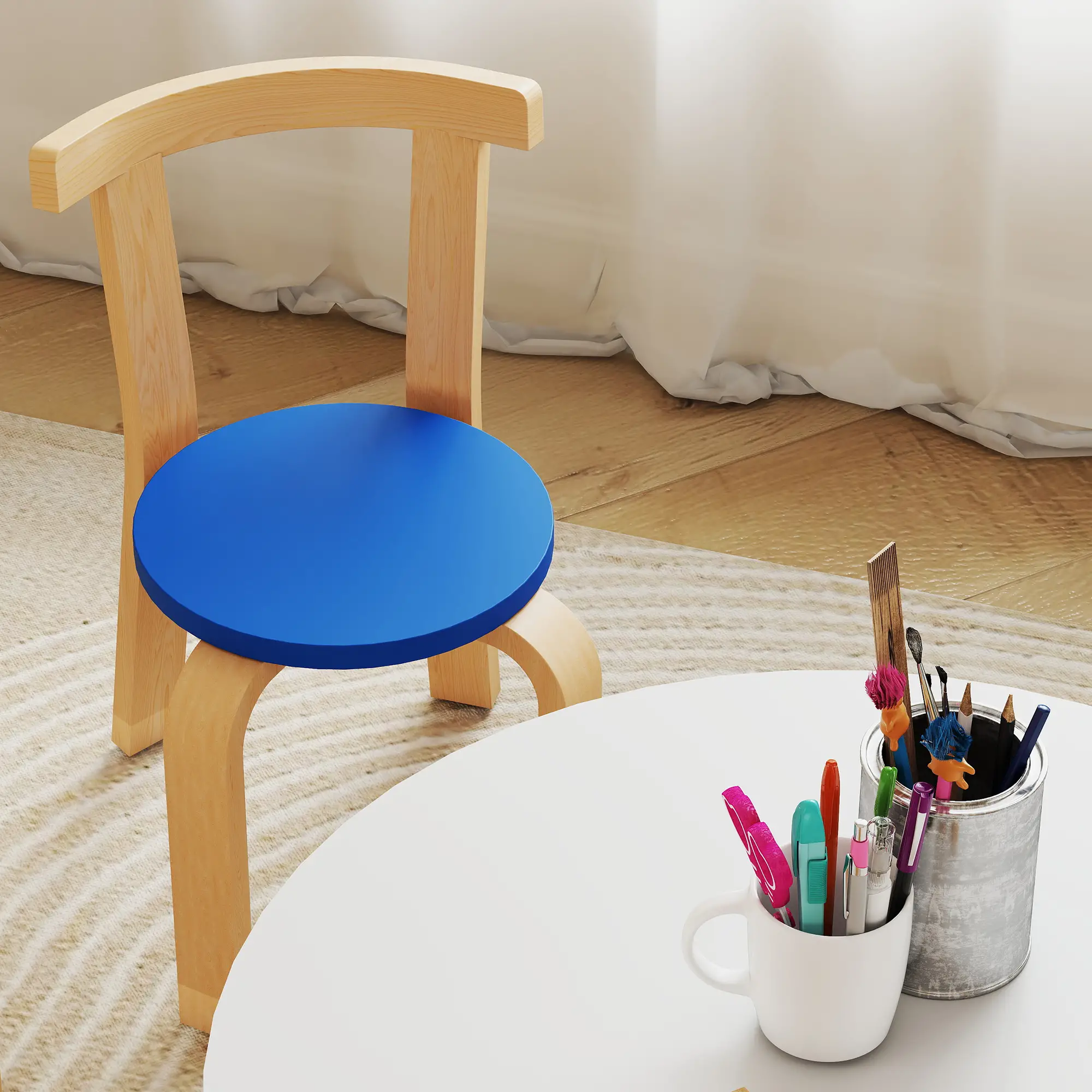 Wooden Kids Table and Chairs Set, for 3-8 Years, Multi-Coloured - Image 9