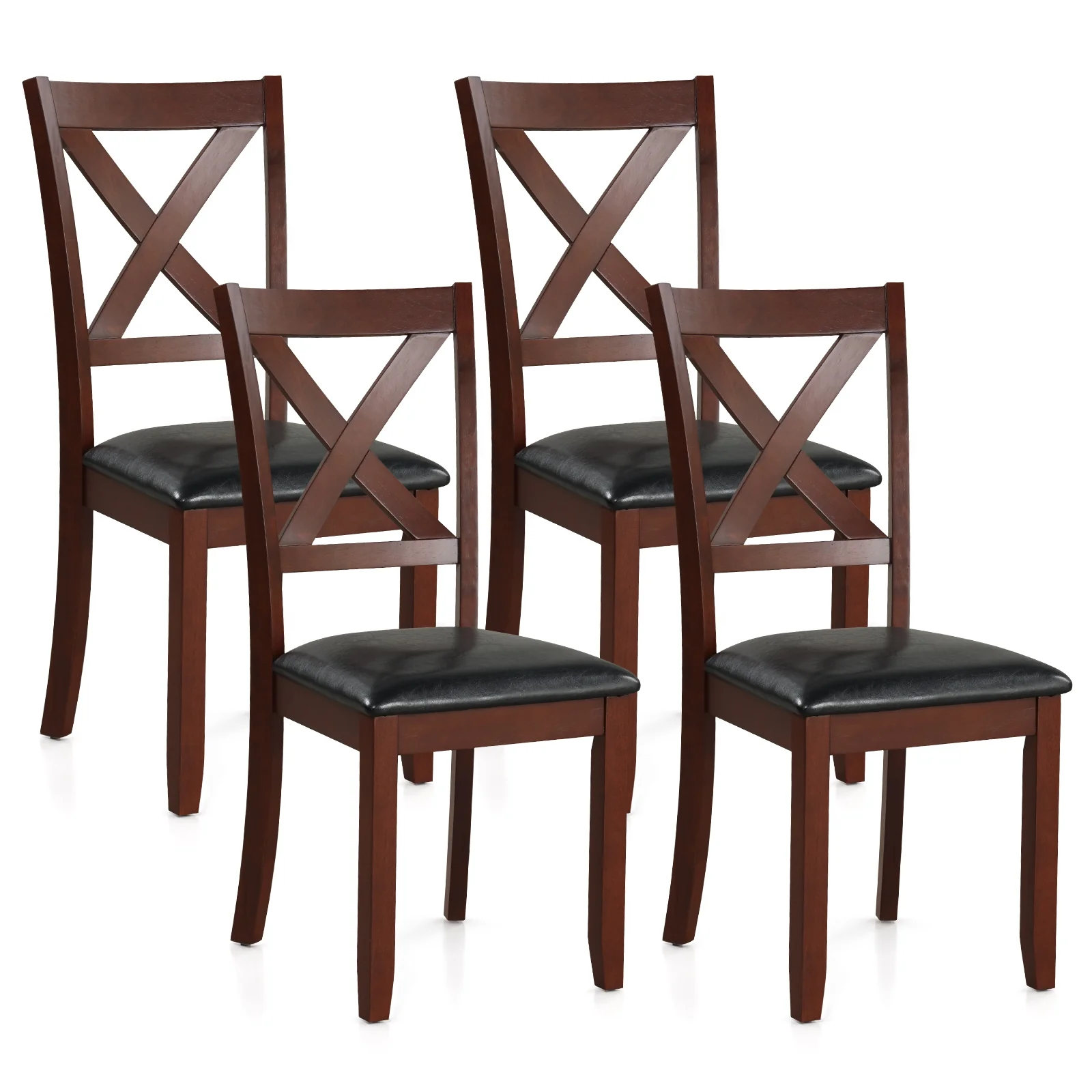 Wooden Kitchen Dining Chair Set, 2 Pack, Padded Seat, Black - Image 5
