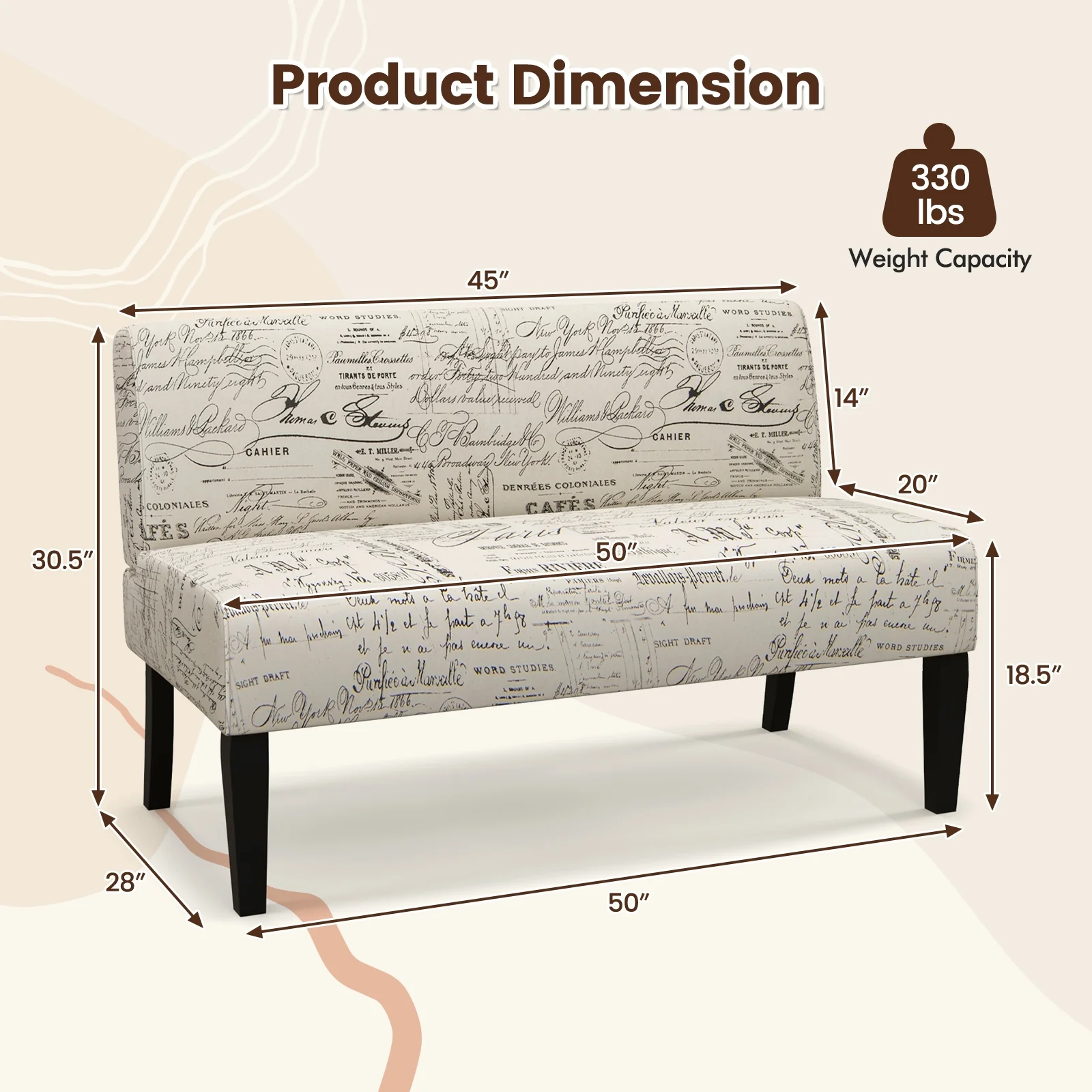 Wooden Leg Armless Loveseat Sofa, White - Image 6
