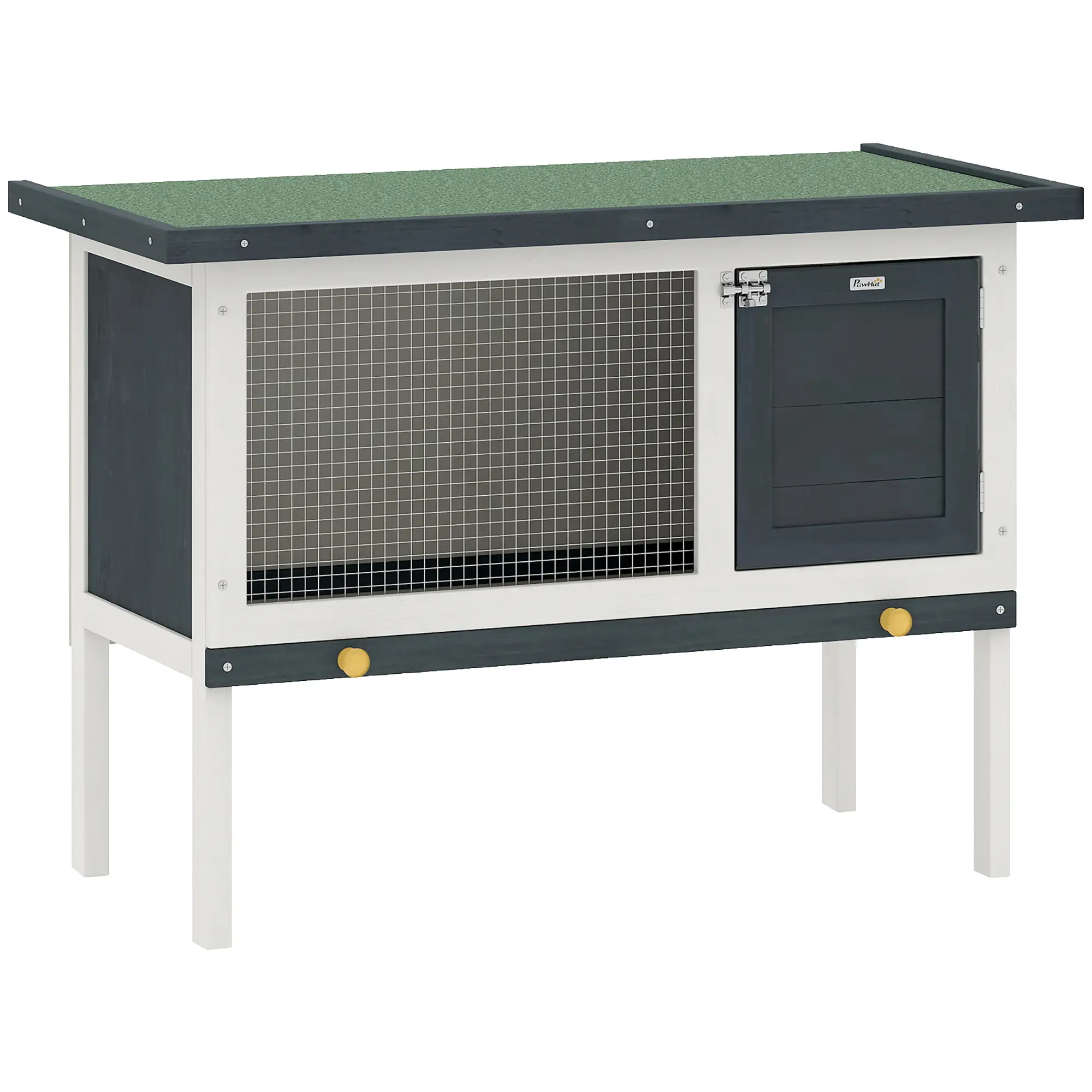 Wooden Outdoor Rabbit Hutch, Slide-Out Tray, Openable Roof, 35" W x 18" D x 26" H, Black - Image 11