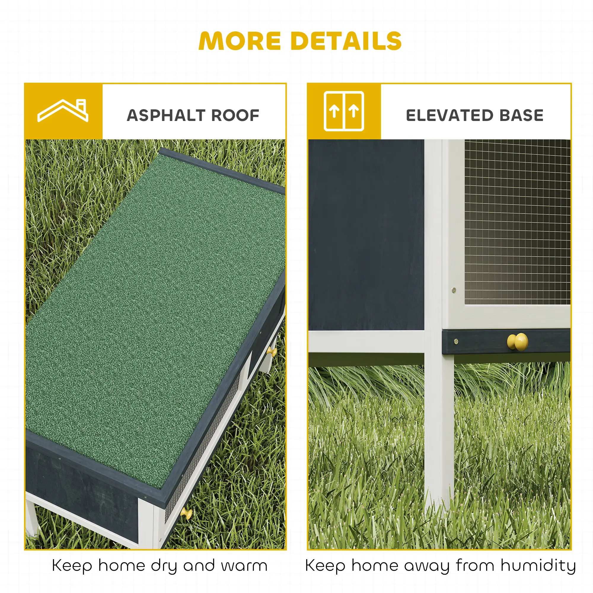 Wooden Outdoor Rabbit Hutch, Slide-Out Tray, Openable Roof, 35" W x 18" D x 26" H, Black - Image 7