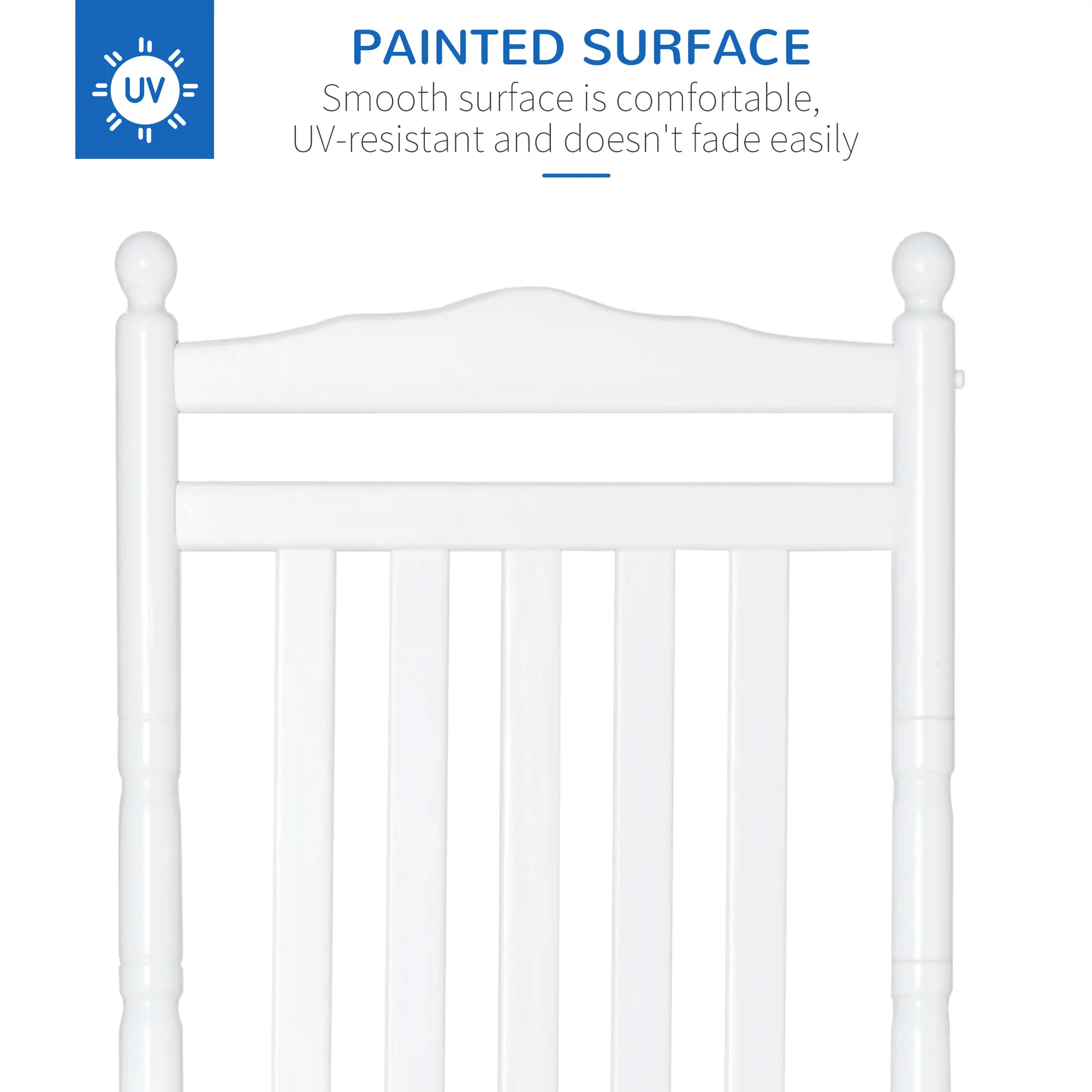 Wooden Outdoor Rocking Chair, Patio Chair with Slatted Back, White - Image 7