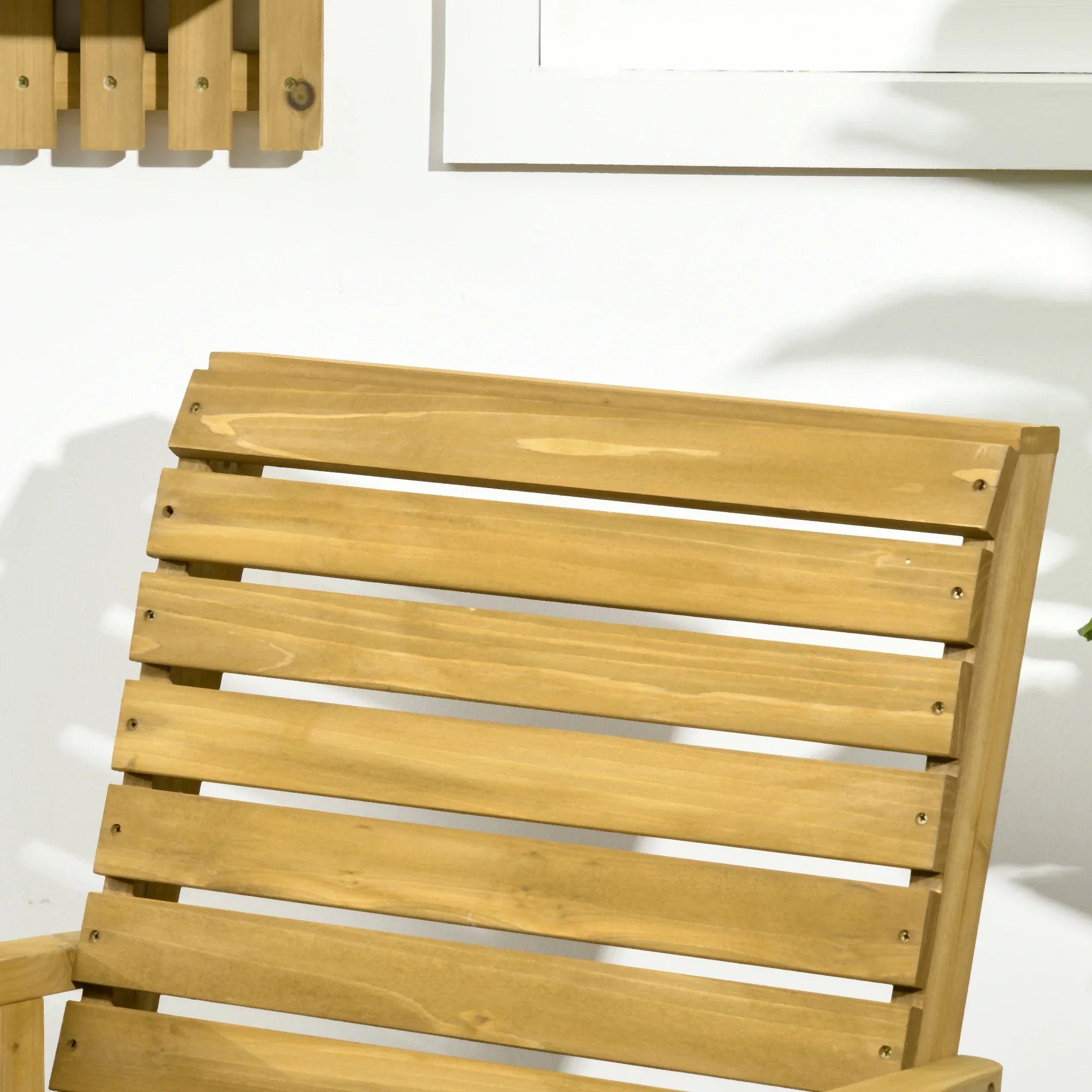 Wooden Outdoor Rocking Chair, Traditional Patio Rocker, Light Brown - Image 10