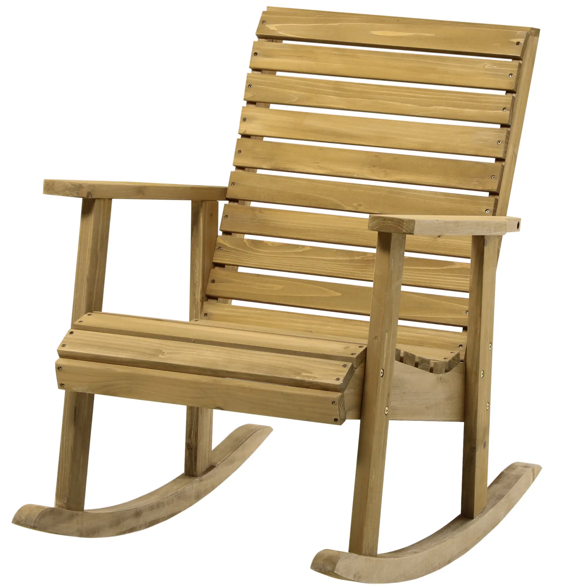 Wooden Outdoor Rocking Chair, Traditional Patio Rocker, Light Brown - Image 11