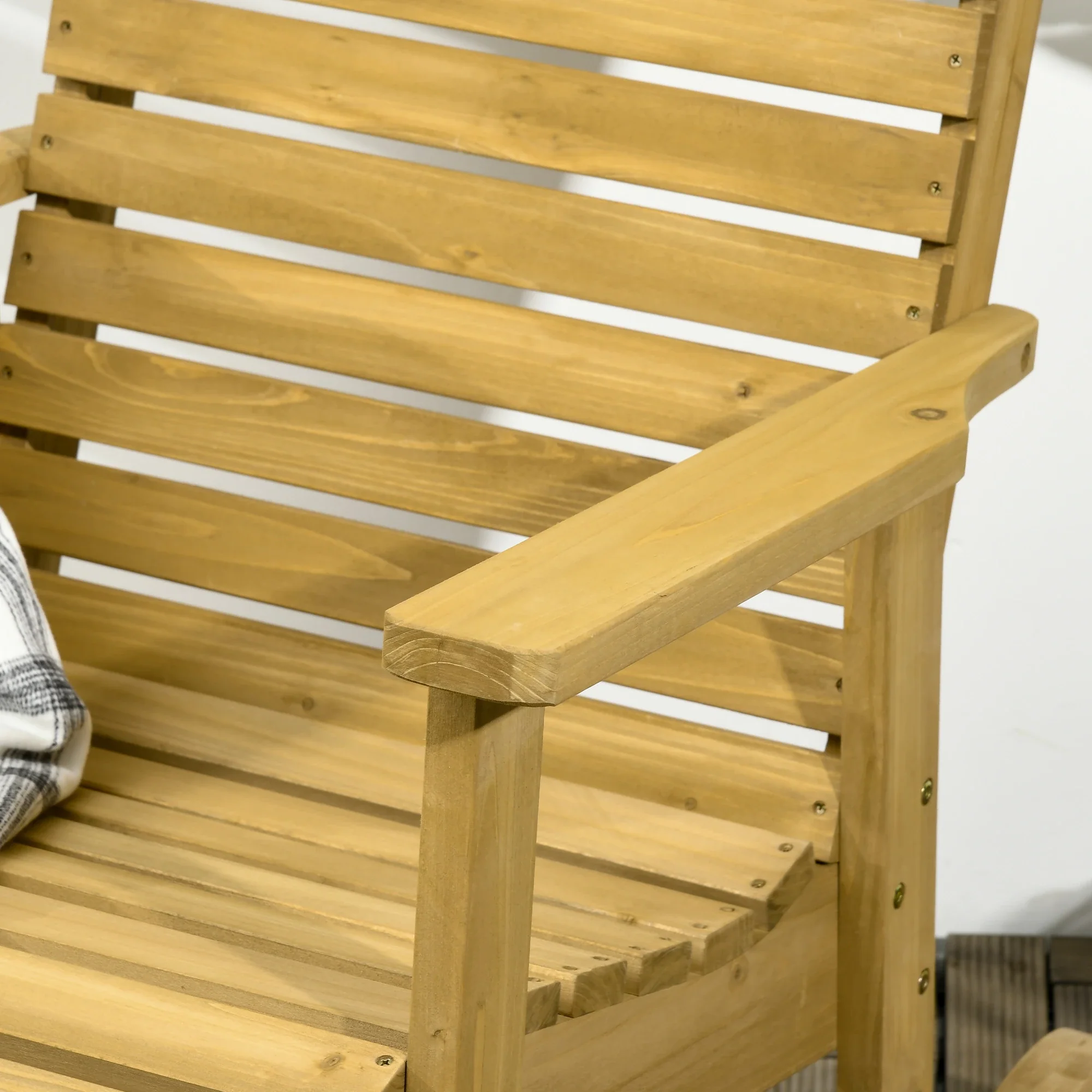 Wooden Outdoor Rocking Chair, Traditional Patio Rocker, Light Brown - Image 7