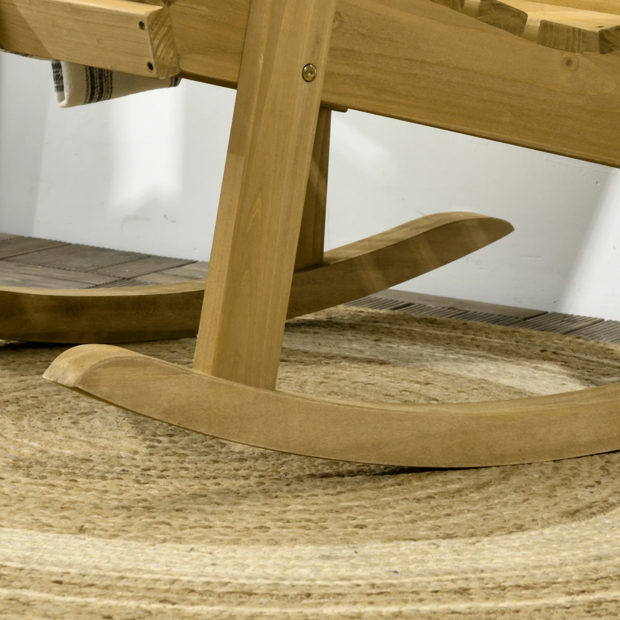 Wooden Outdoor Rocking Chair, Traditional Patio Rocker, Light Brown - Image 9