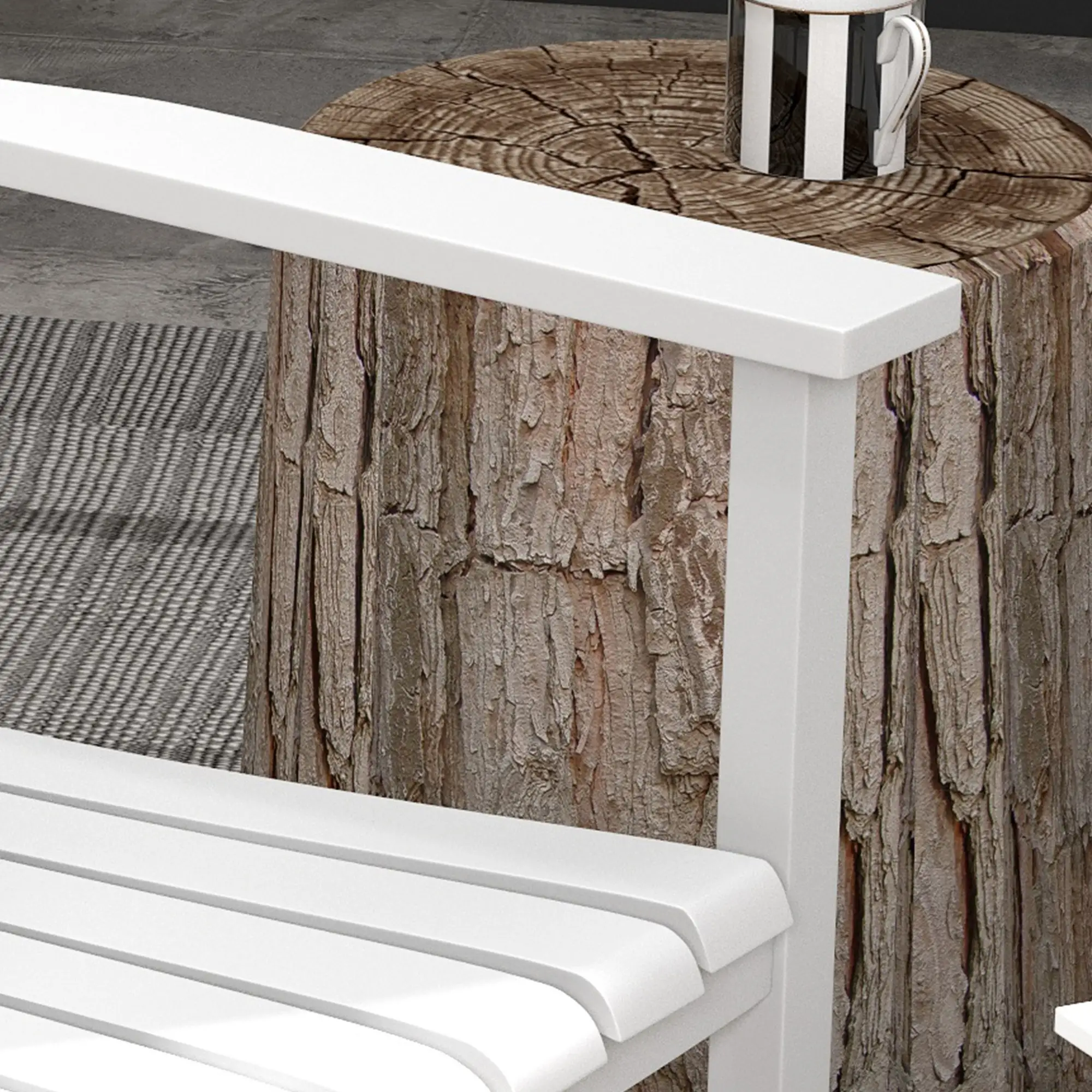 Wooden Patio Rocking Chairs Set of 2, Outdoor Rocker, High Back, White - Image 10