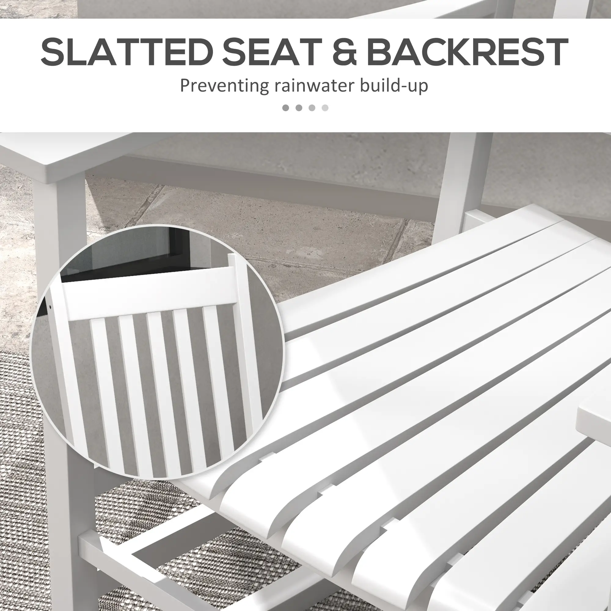 Wooden Patio Rocking Chairs Set of 2, Outdoor Rocker, High Back, White - Image 6
