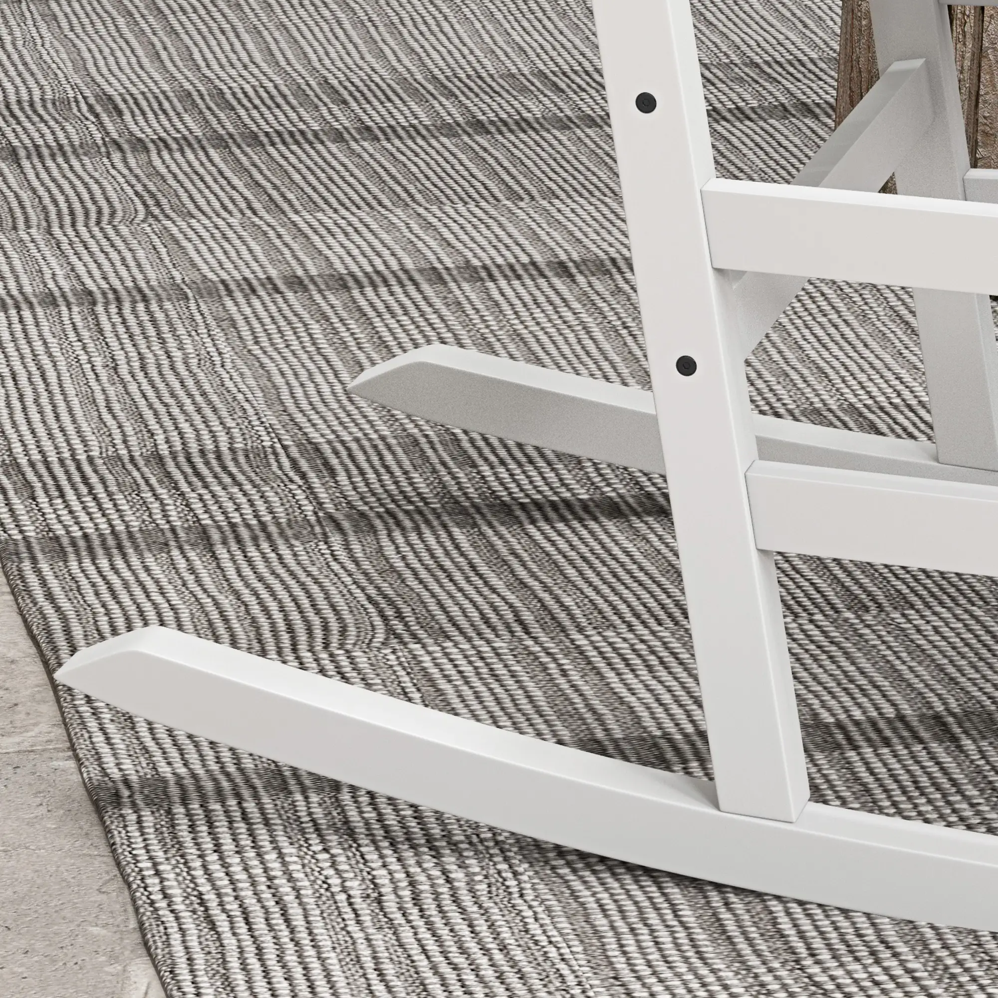 Wooden Patio Rocking Chairs Set of 2, Outdoor Rocker, High Back, White - Image 9