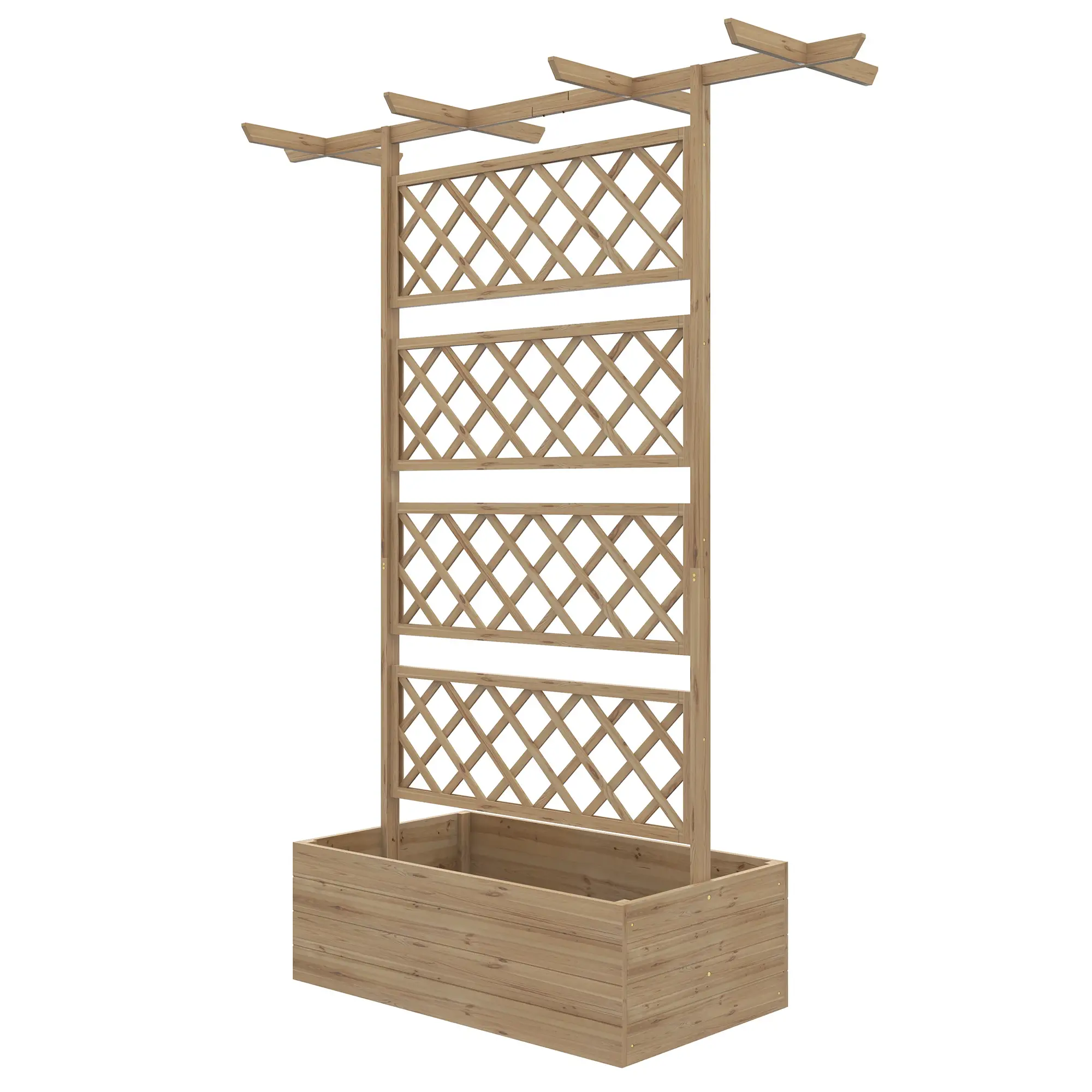 Wooden Planter With Trellis Privacy Screen, Raised Garden Bed
