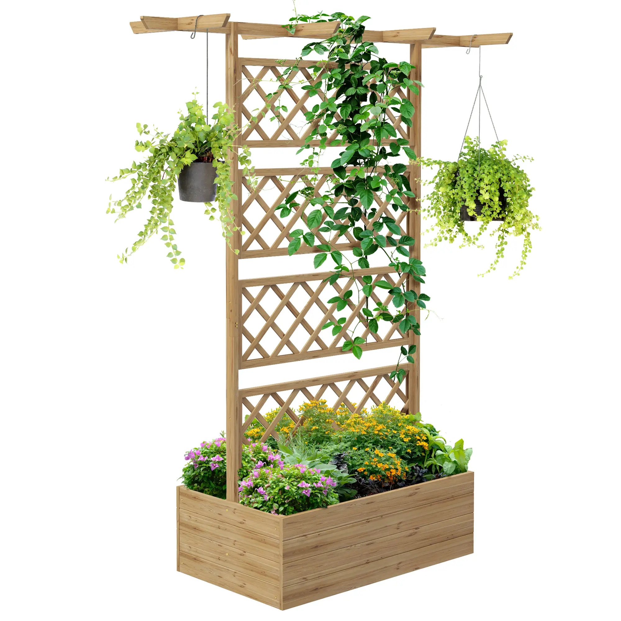 Wooden Planter With Trellis Privacy Screen, Raised Garden Bed - Image 11