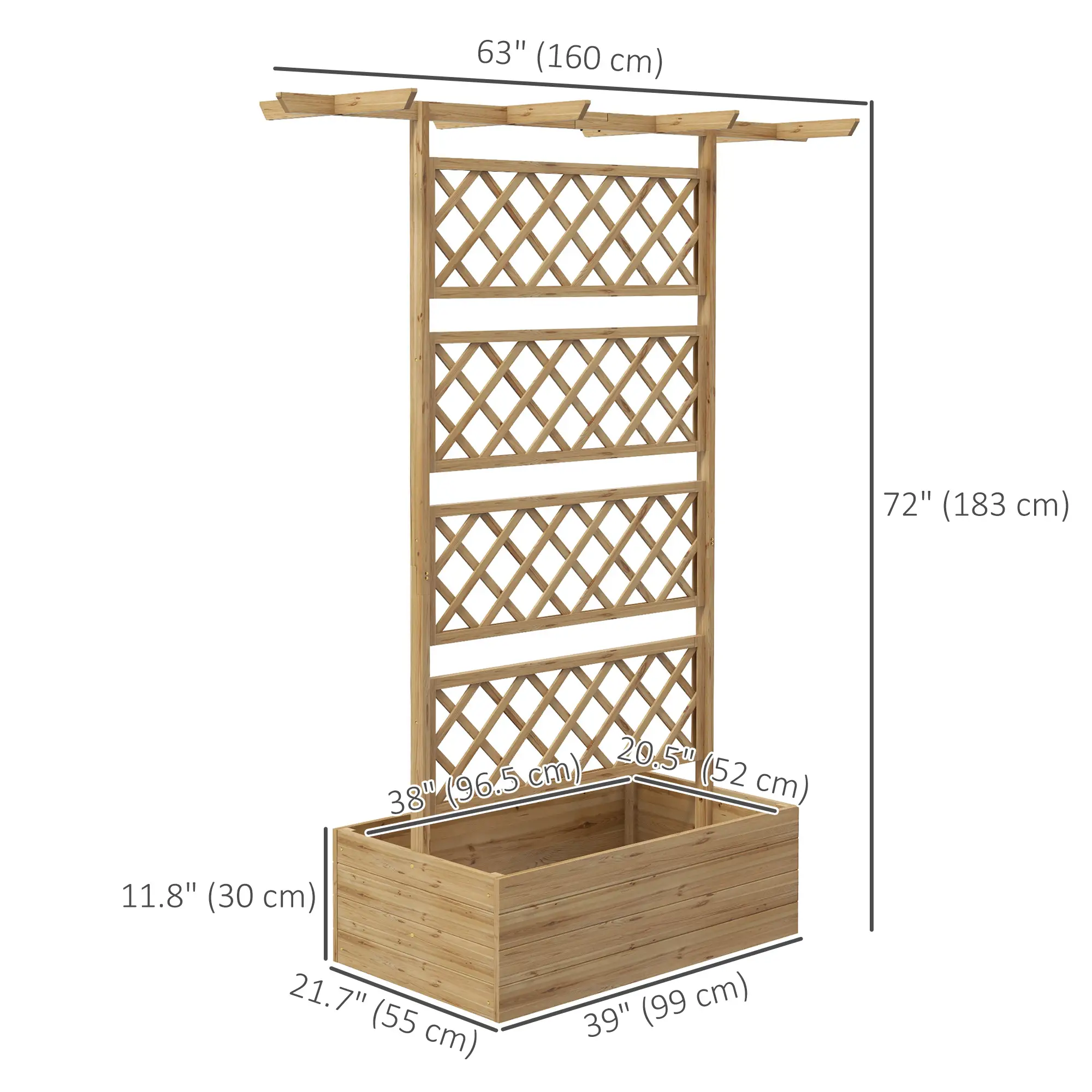Wooden Planter With Trellis Privacy Screen, Raised Garden Bed - Image 3