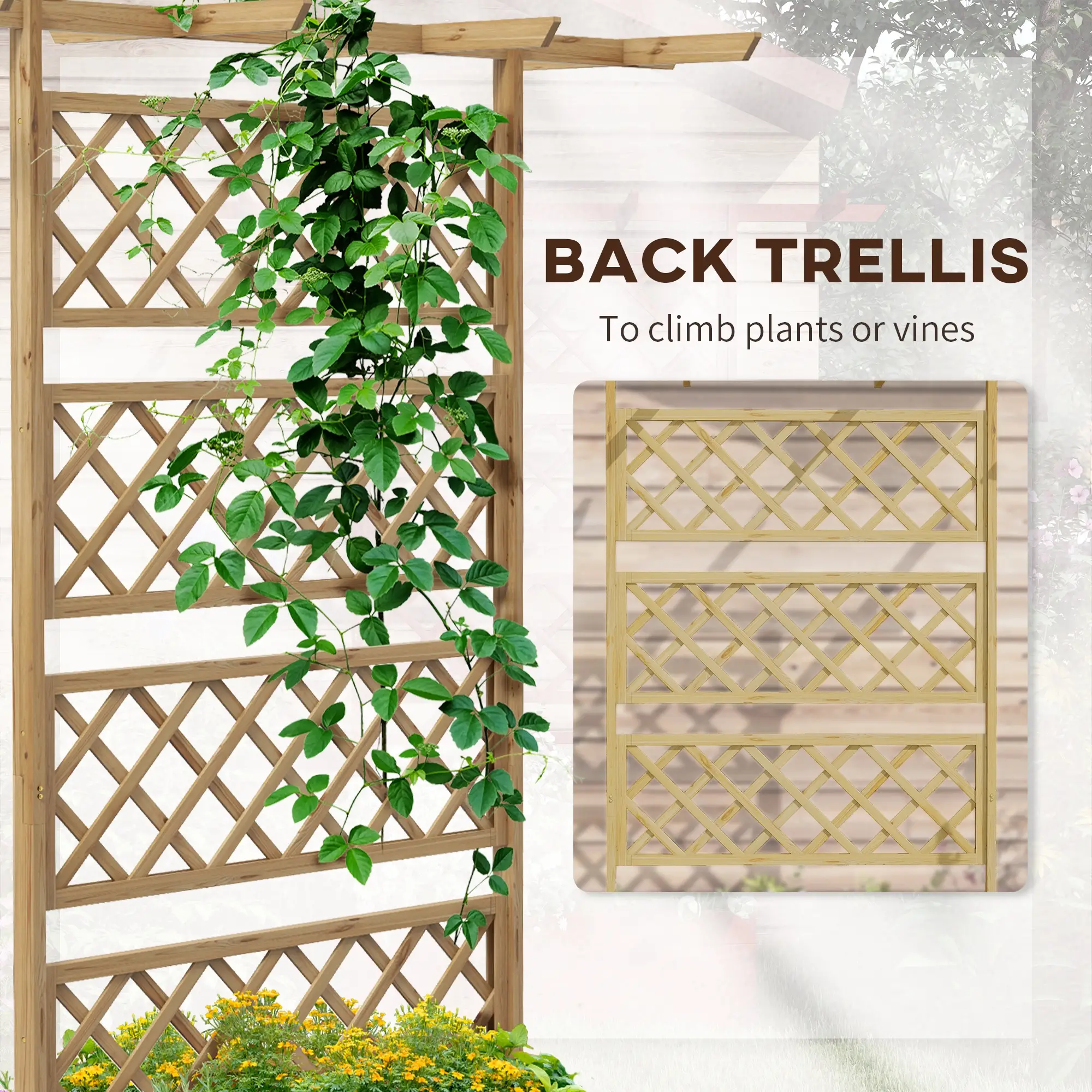 Wooden Planter With Trellis Privacy Screen, Raised Garden Bed - Image 4