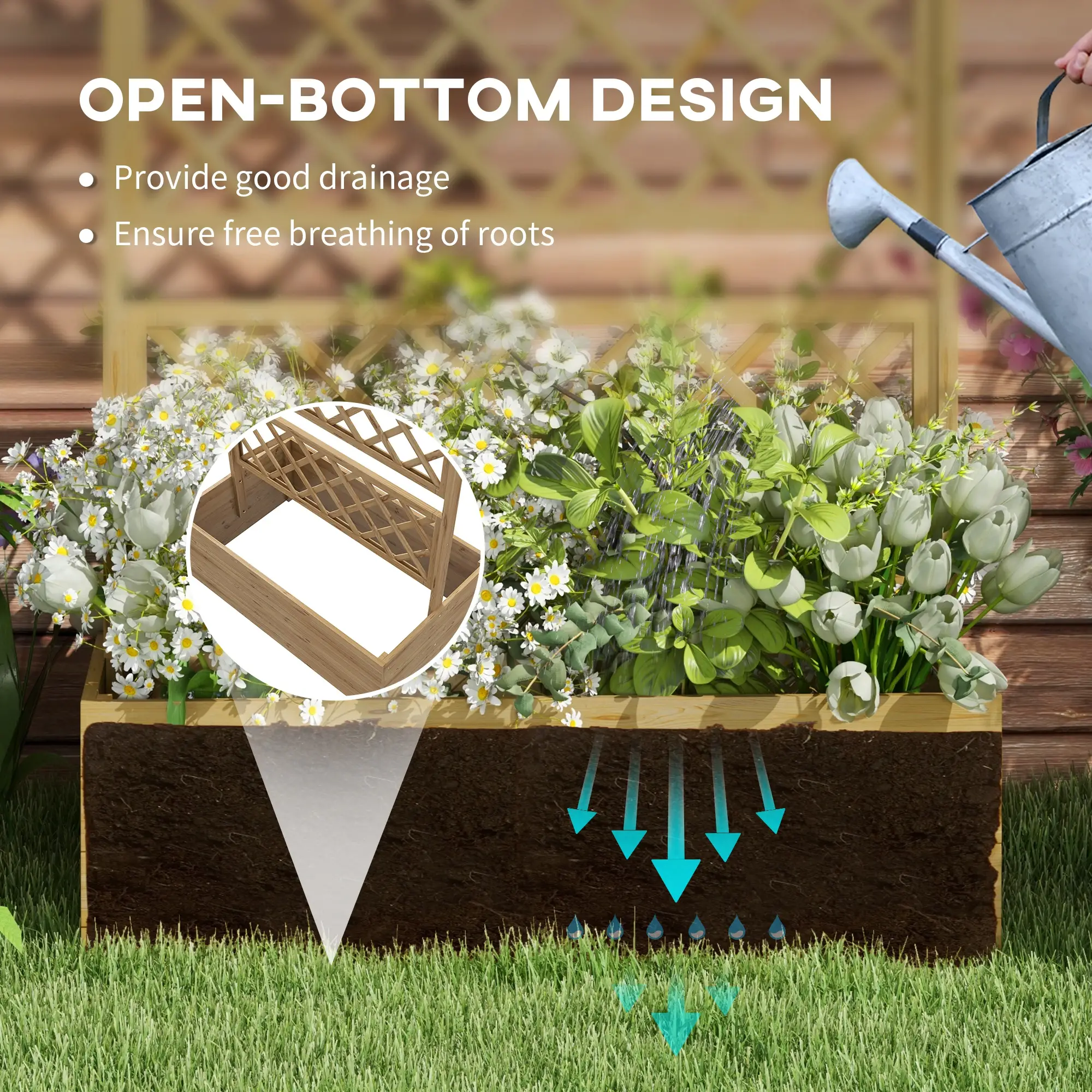 Wooden Planter With Trellis Privacy Screen, Raised Garden Bed - Image 6