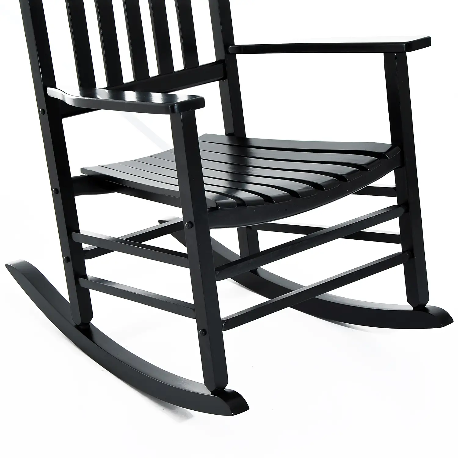 Wooden Porch Rocking Chair, Outdoor Patio Rocker, Black - Image 11