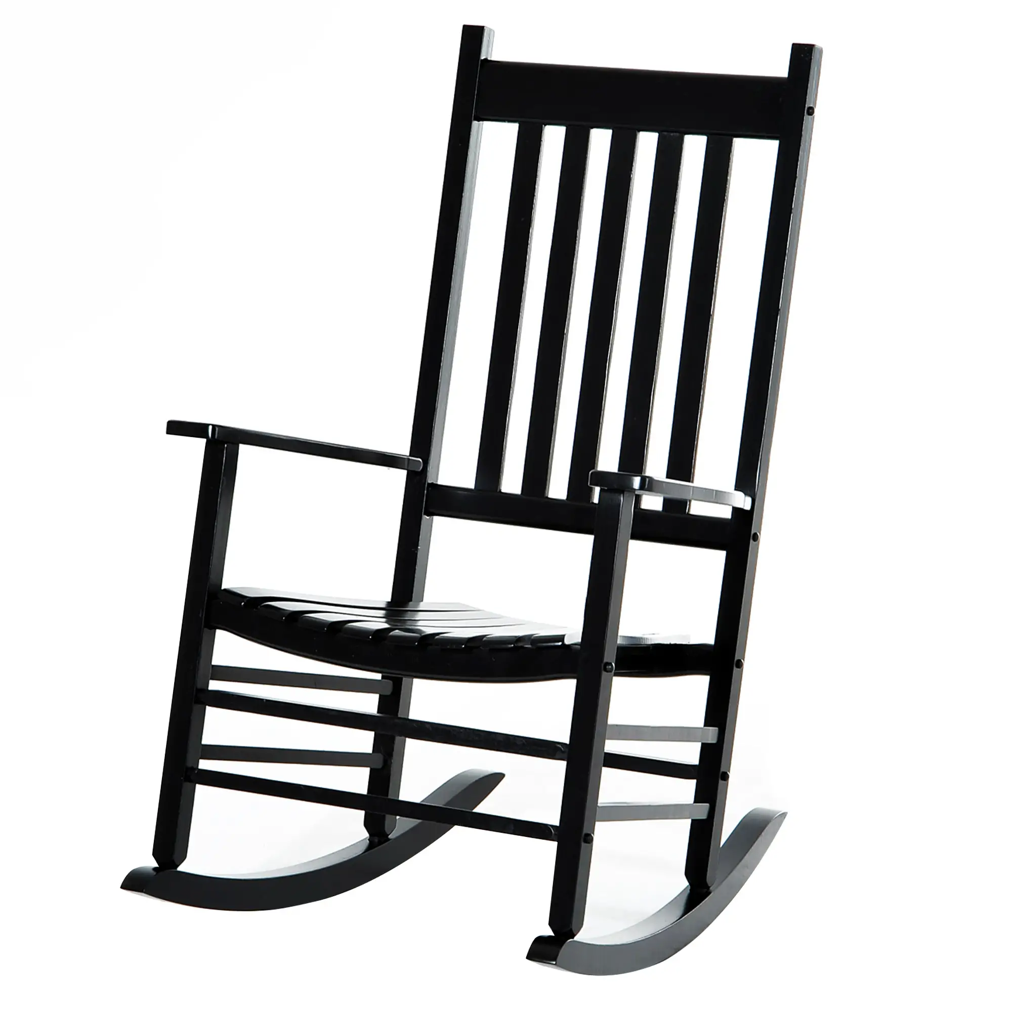 Wooden Porch Rocking Chair, Outdoor Patio Rocker, Black - Image 12
