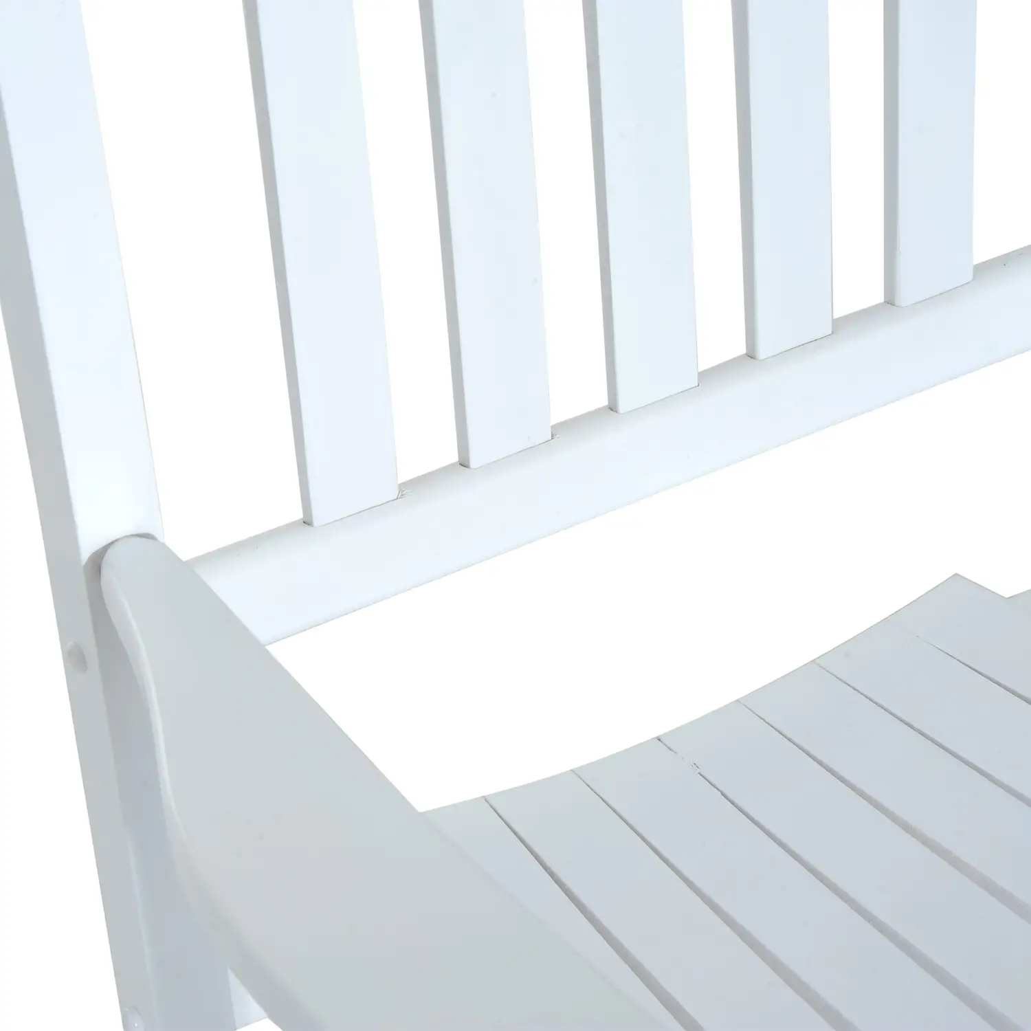 Wooden Porch Rocking Chair, Single Leisure Reclining Armchair, White - Image 9
