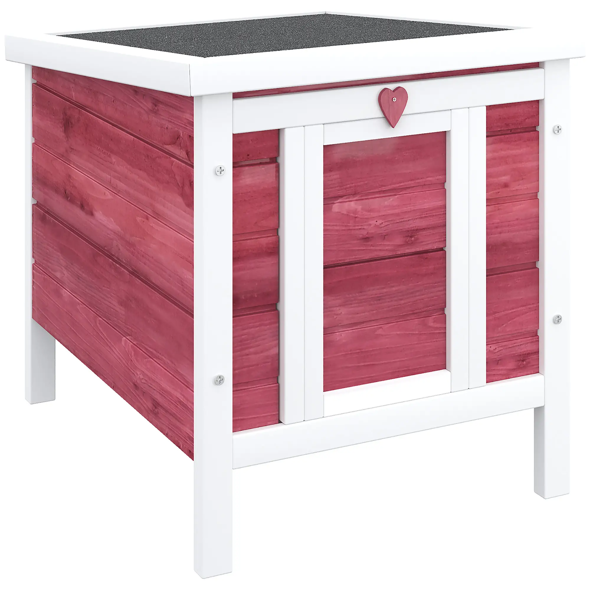 Wooden Rabbit Hutch, Bunny Cage, Outdoor Cat House, 20"x16.5"x17", Red - Image 11