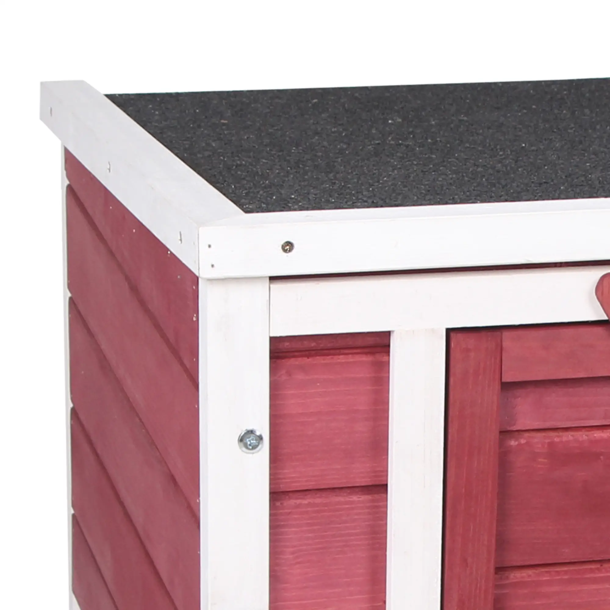 Wooden Rabbit Hutch, Bunny Cage, Outdoor Cat House, 20"x16.5"x17", Red - Image 9