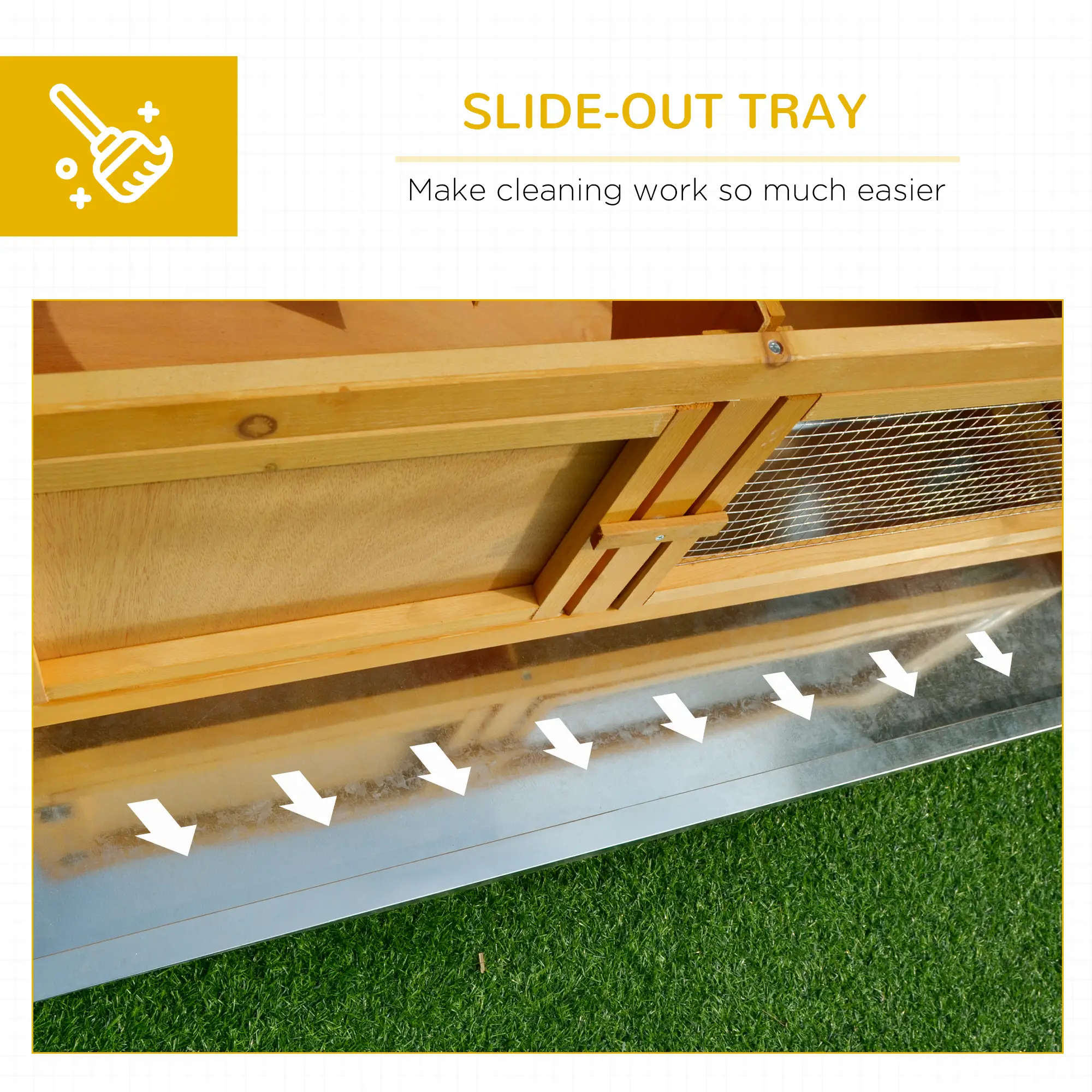 Wooden Rabbit Hutch, Indoor Outdoor Bunny Cage, Slide-Out Tray, Openable Roof - Image 5