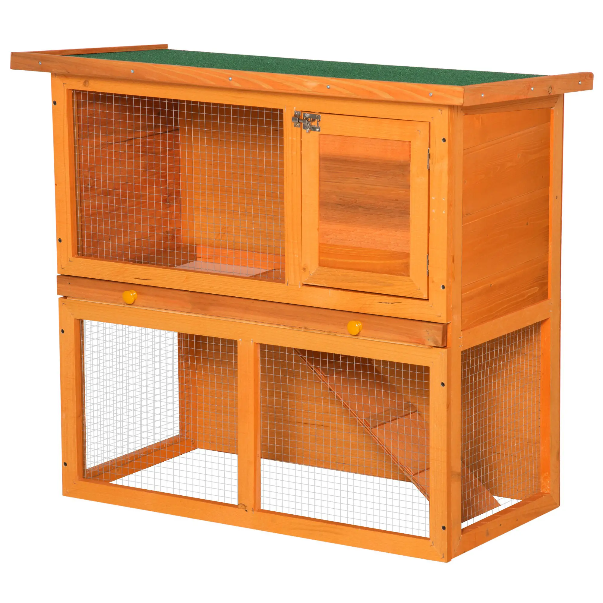 Wooden Rabbit Hutch, Small Animal Cage, 2-Level with Run - Image 10