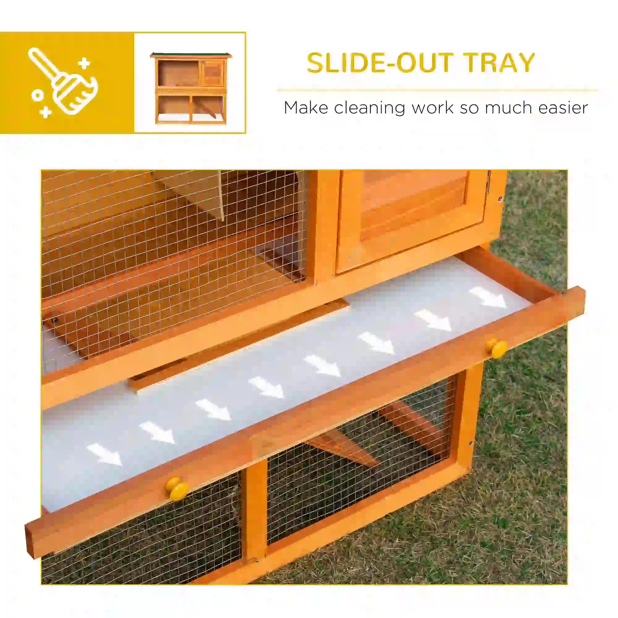Wooden Rabbit Hutch, Small Animal Cage, 2-Level with Run - Image 5