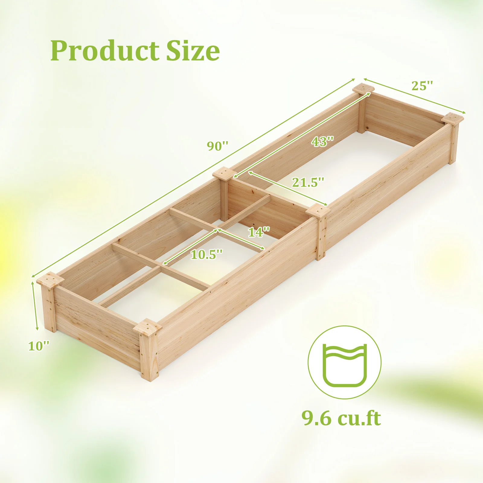 Wooden Raised Garden Bed, 2 Planter Boxes, Dividers, Natural - Image 6