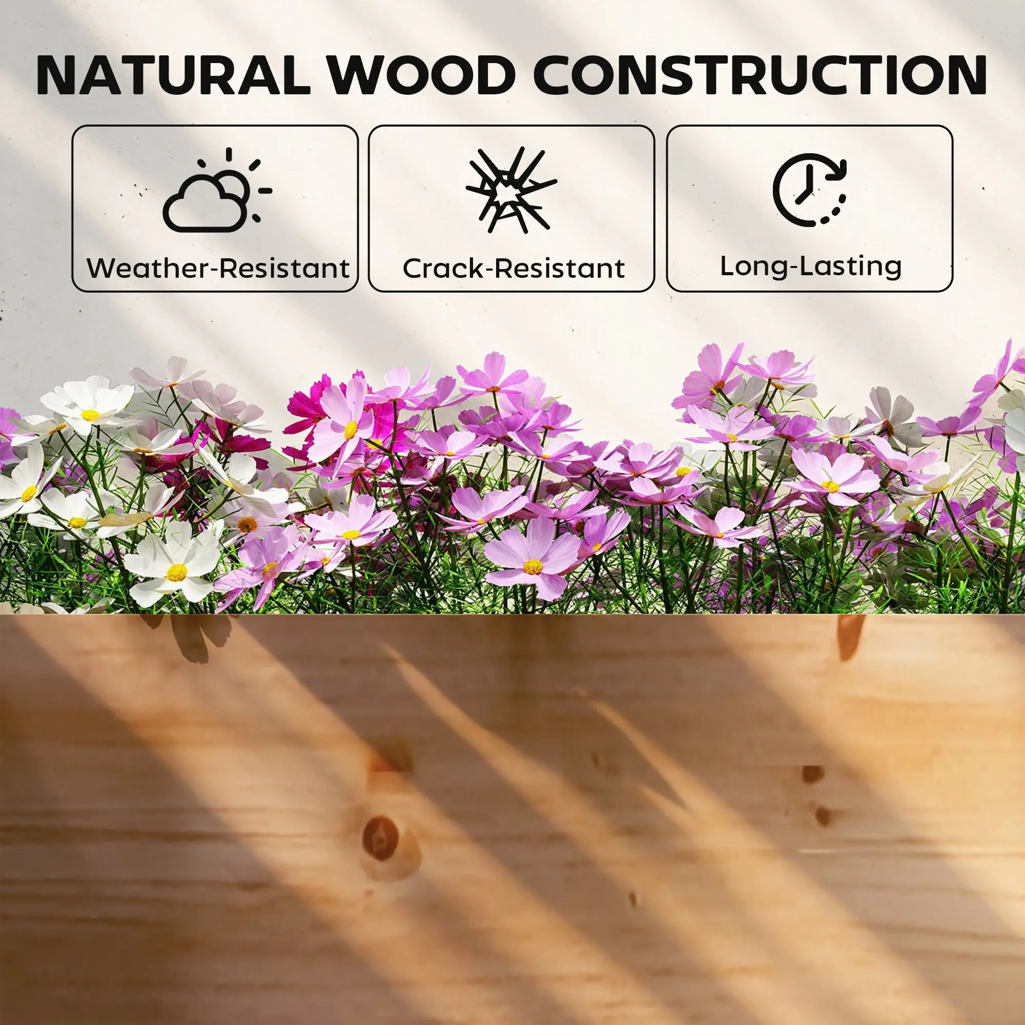 Wooden Raised Garden Bed, 8 x 4 x 1ft, Elevated Box With Dividers - Image 6