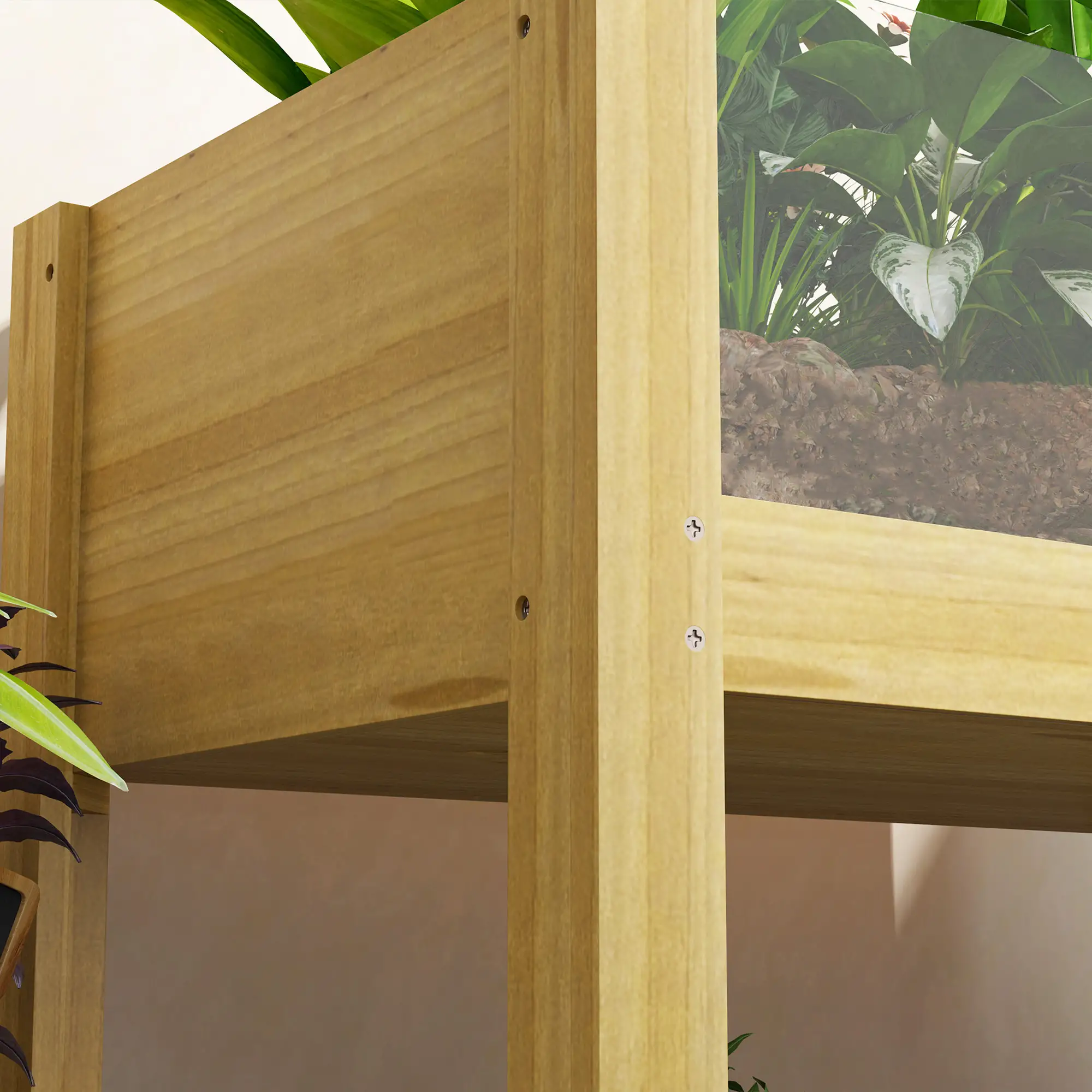 Wooden Raised Garden Bed, Acrylic Panels, Drainage Holes, 29.5" x 18.1" x 23.8" - Image 10