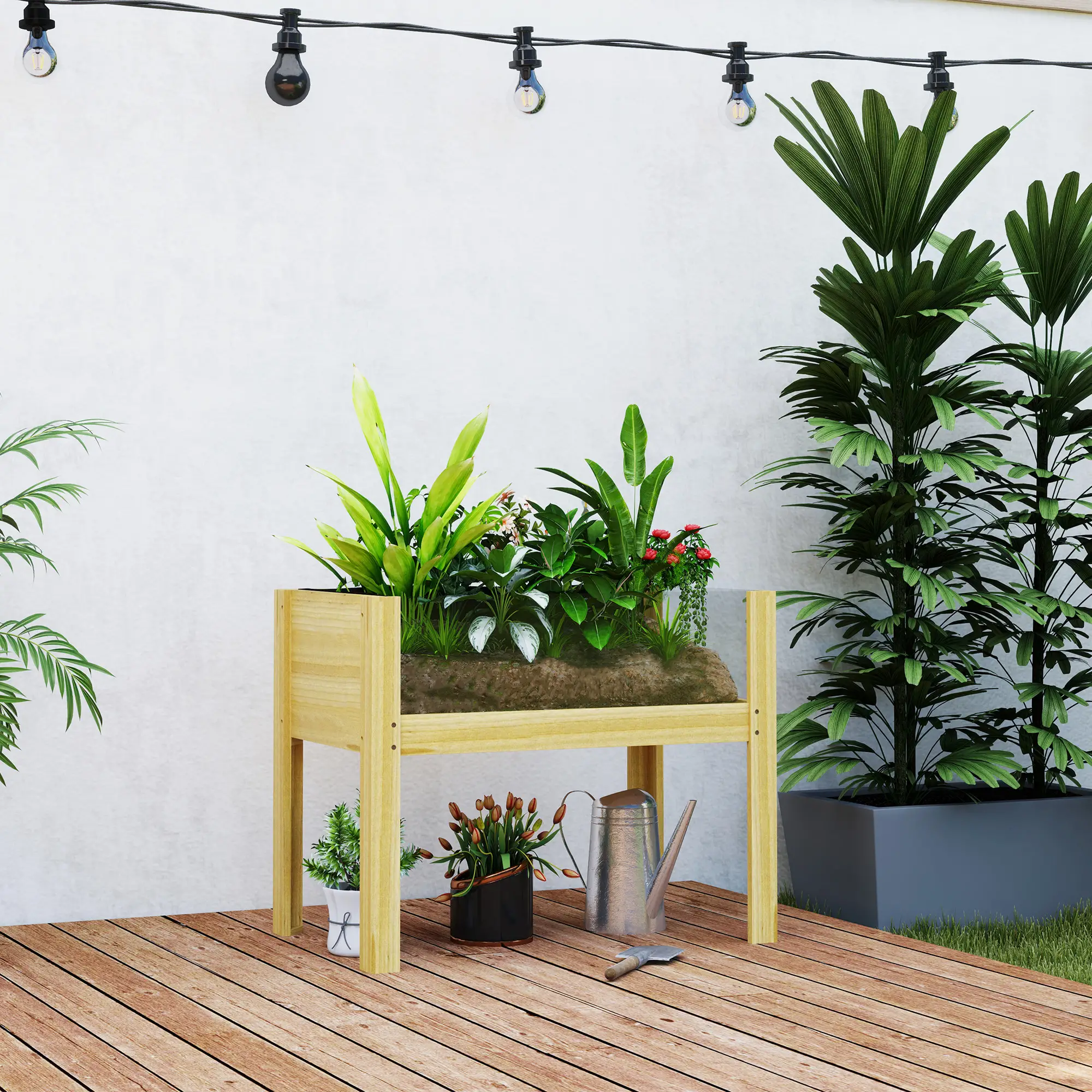 Wooden Raised Garden Bed, Acrylic Panels, Drainage Holes, 29.5" x 18.1" x 23.8" - Image 8