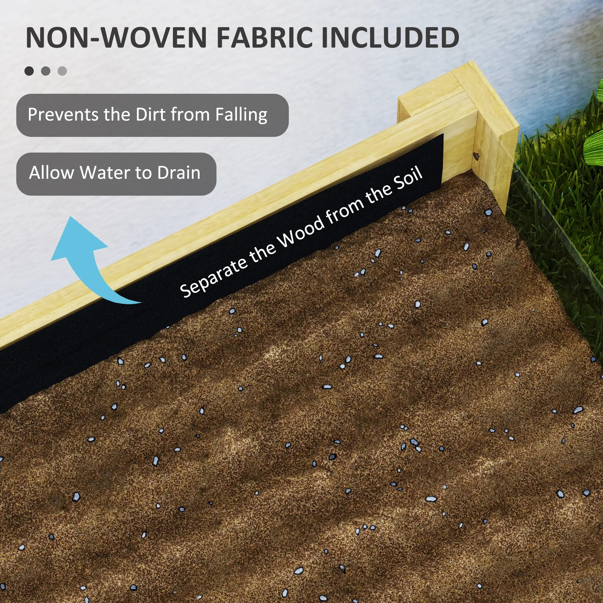 Wooden Raised Garden Bed, Acrylic Panels, Drainage Holes, 43.3" x 19.7" x 31.5" - Image 7