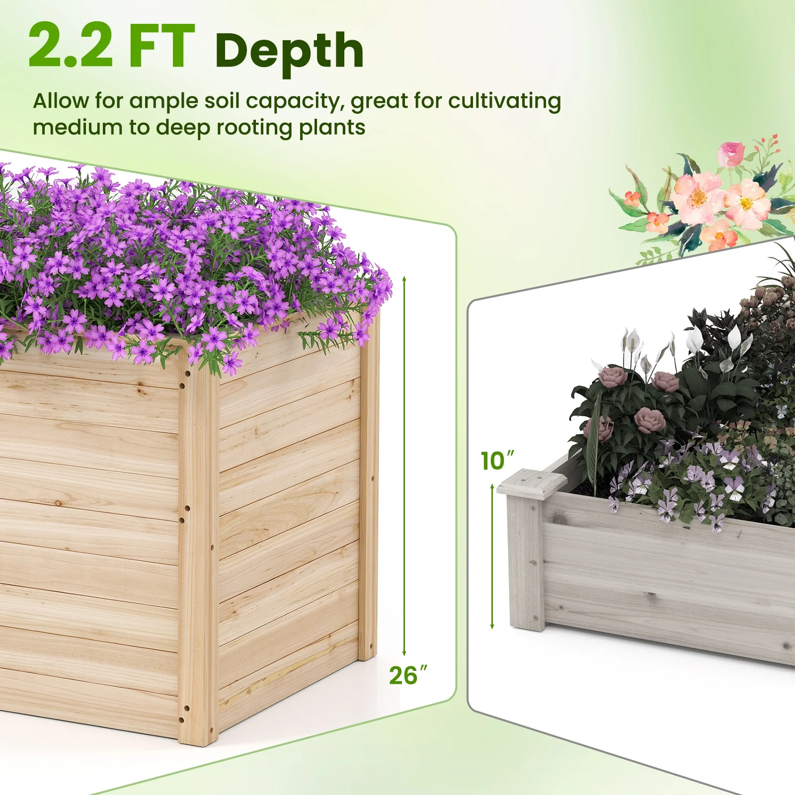 Wooden Raised Garden Bed, Elevated Planter Box, Open-Ended Base - Image 10