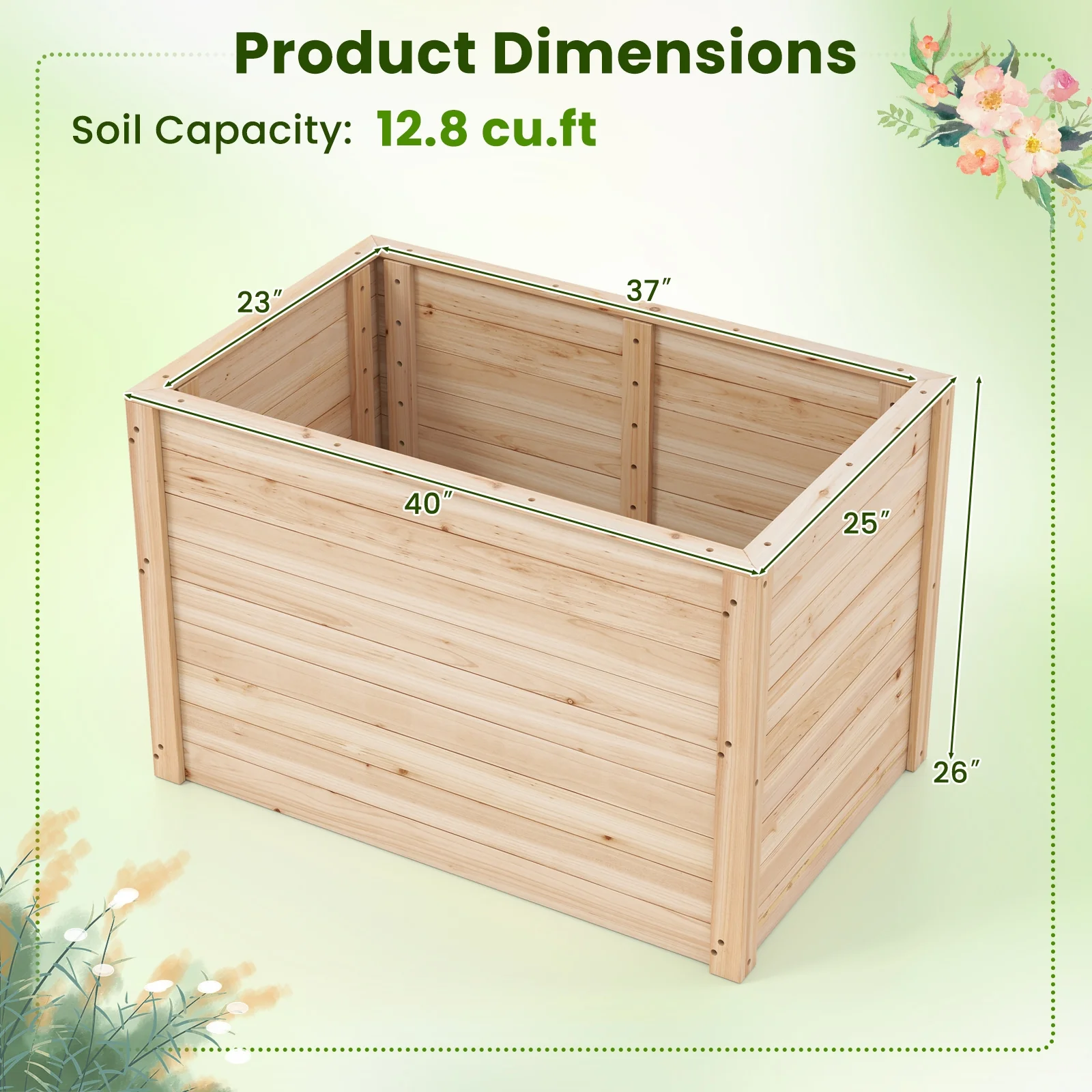 Wooden Raised Garden Bed, Elevated Planter Box, Open-Ended Base - Image 6