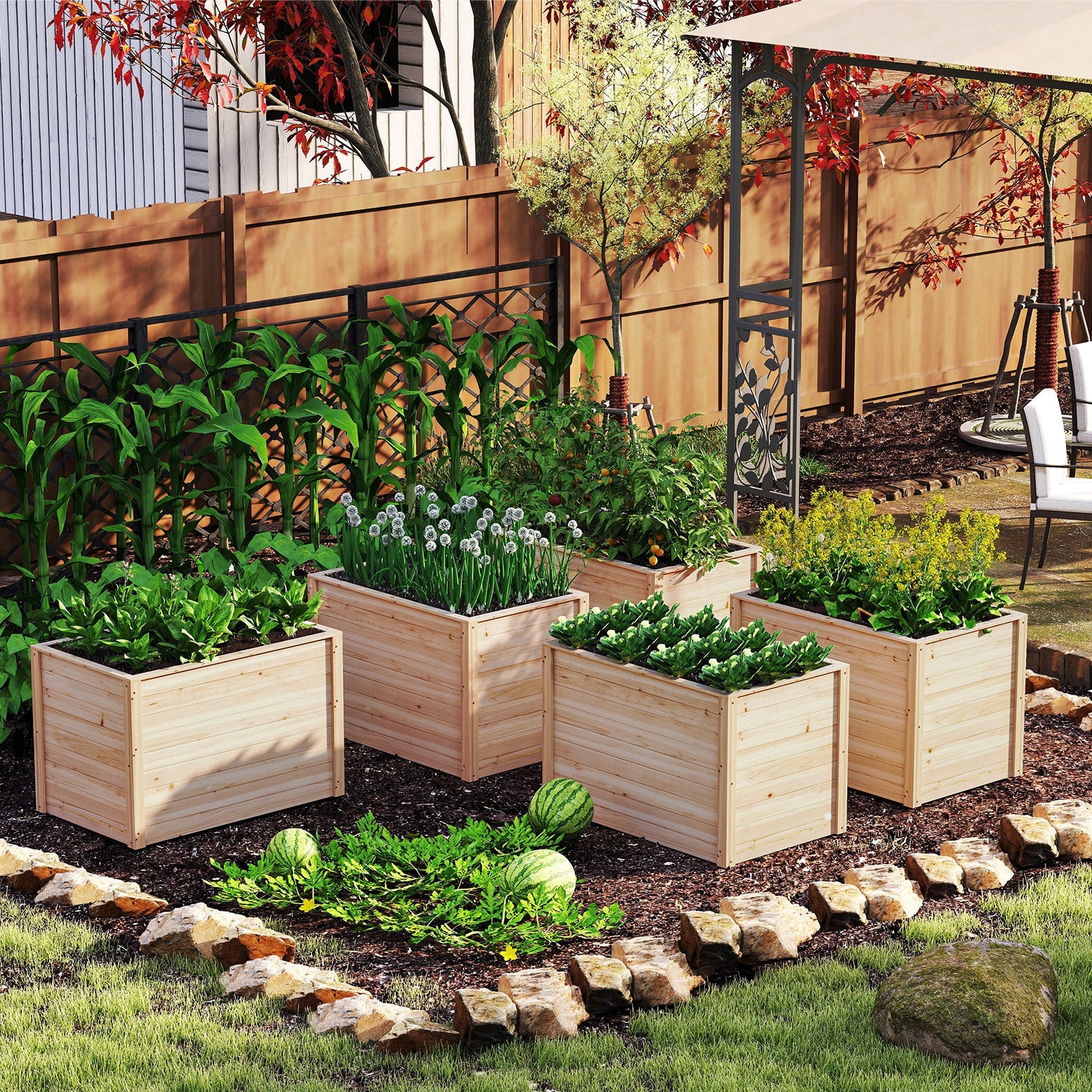 Wooden Raised Garden Bed, Elevated Planter Box, Open-Ended Base - Image 7