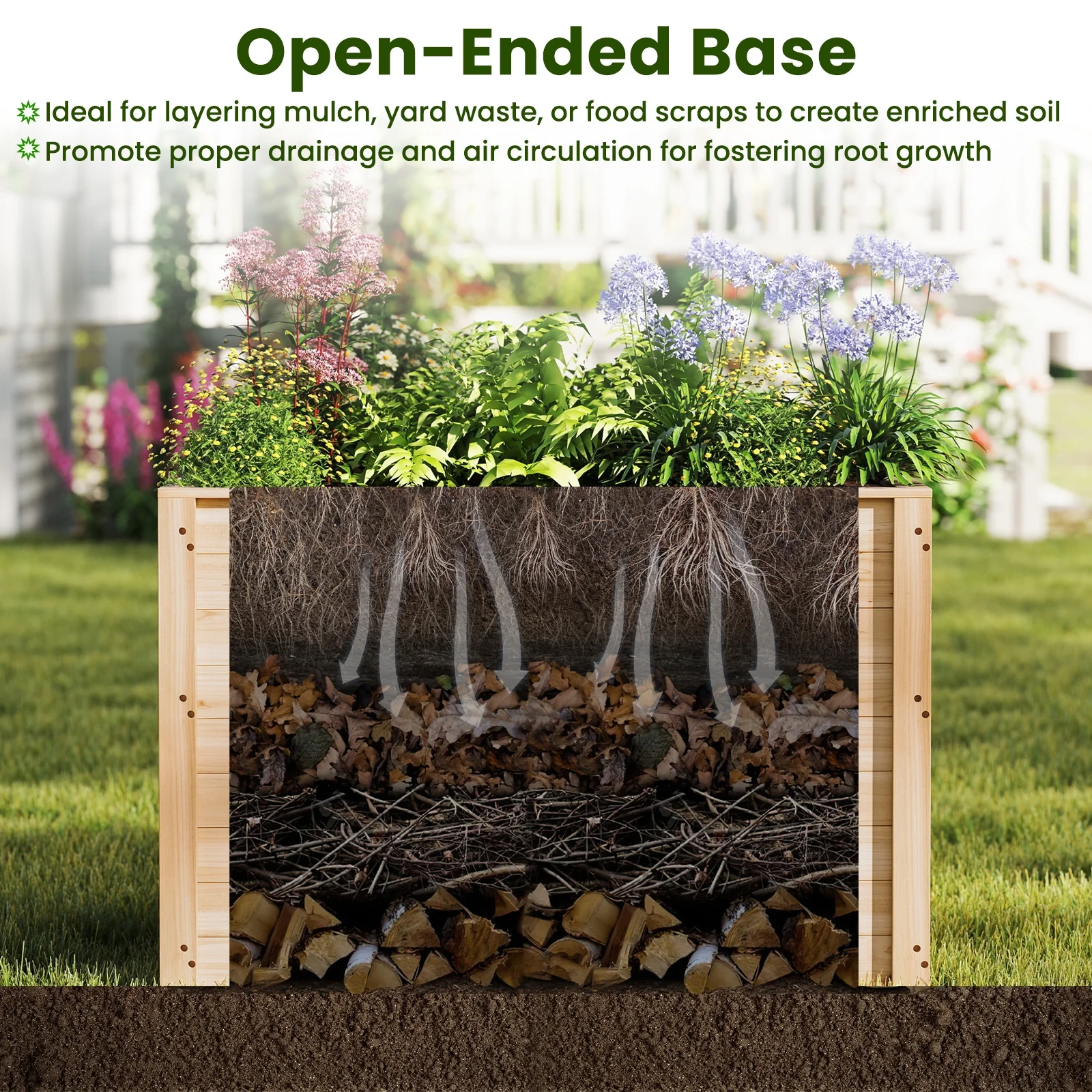 Wooden Raised Garden Bed, Elevated Planter Box, Open-Ended Base - Image 9