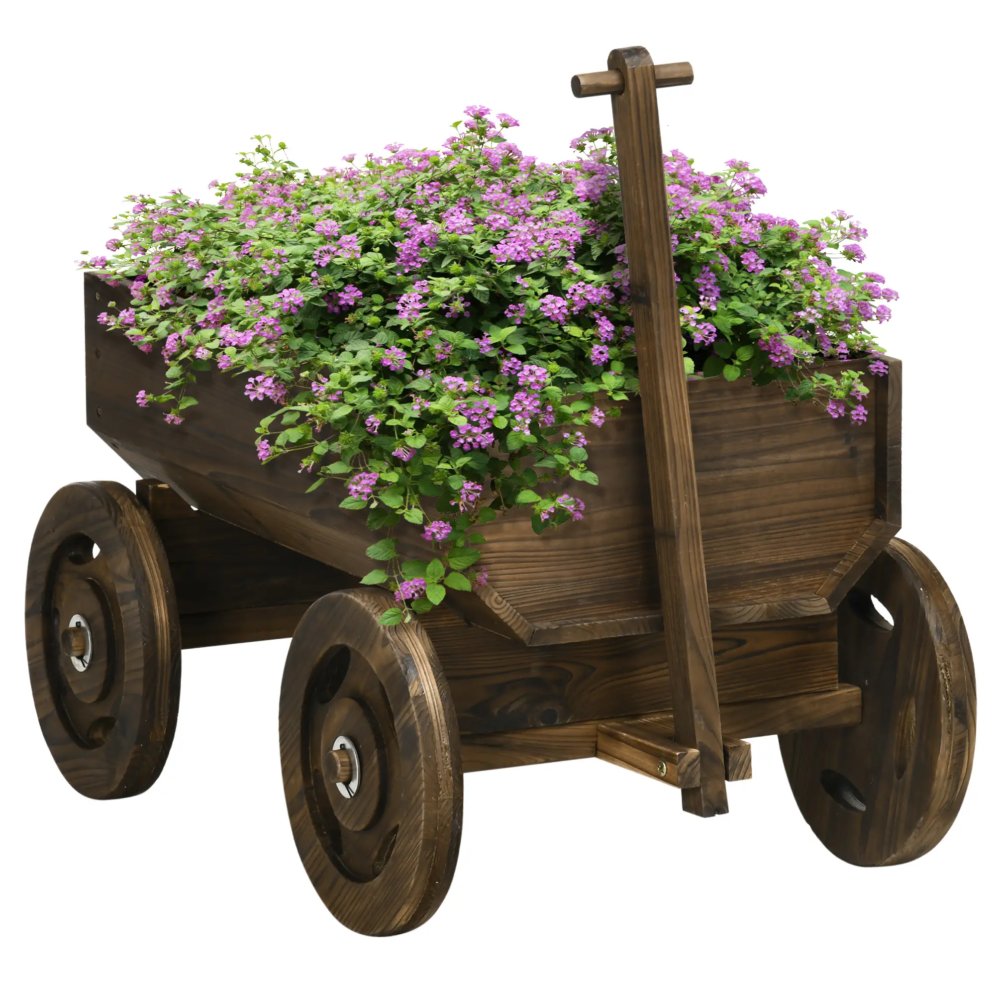 Wooden Raised Garden Bed, Flower Cart With Wheels, Outdoor Planters - Image 12