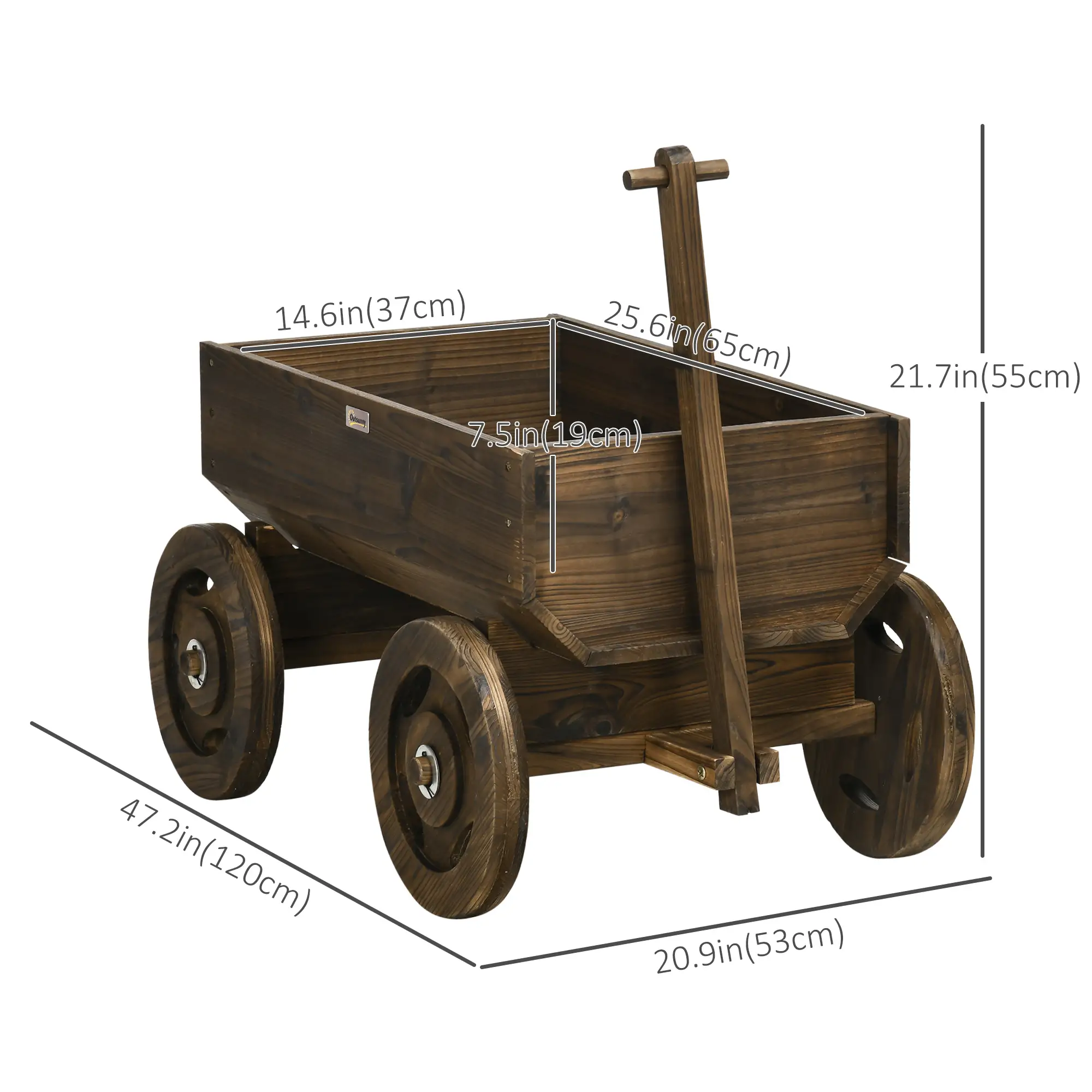 Wooden Raised Garden Bed, Flower Cart With Wheels, Outdoor Planters - Image 3