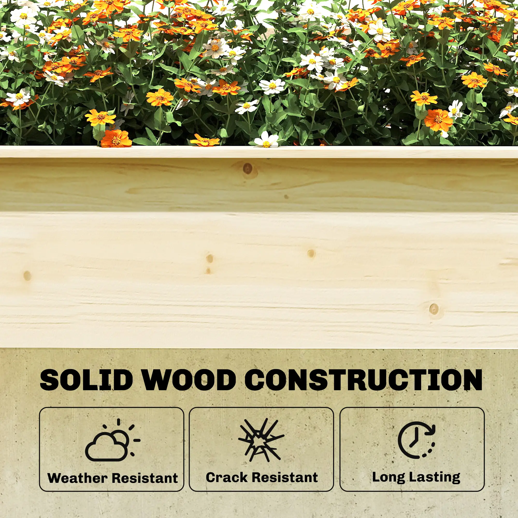 Wooden Raised Garden Bed With 3 Trellises, Planter With Drainage Holes - Image 7