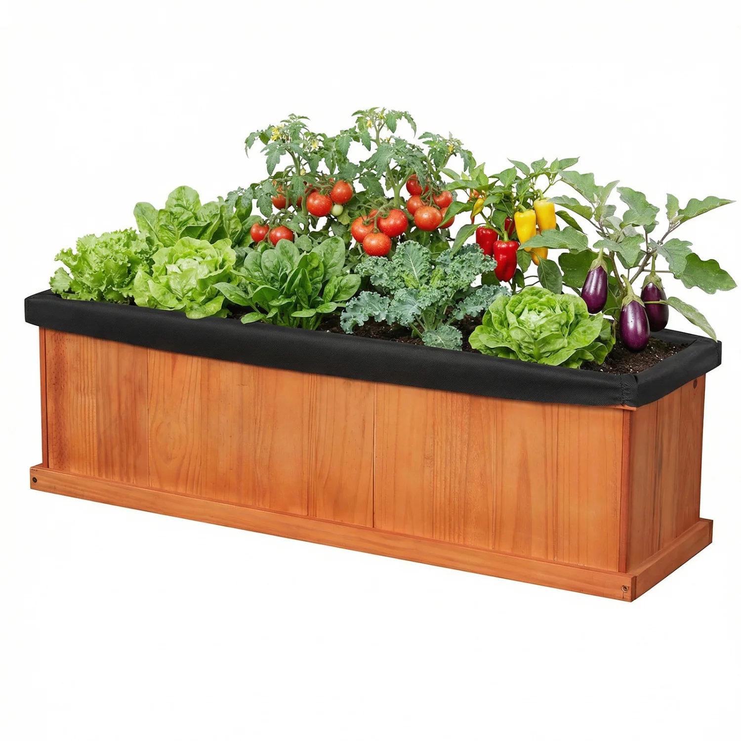 Wooden Raised Garden Bed with Drainage Holes and Liner Solid Fir Wood Planter Box-L - Image 8